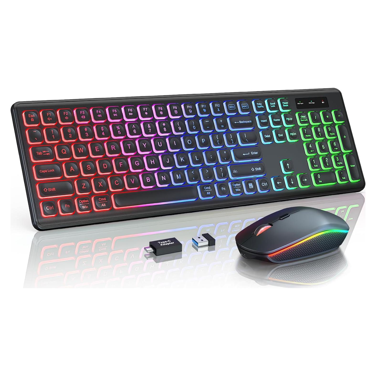 Combo Teclado y Ratón Inalámbrico Trueque RGB Recargable