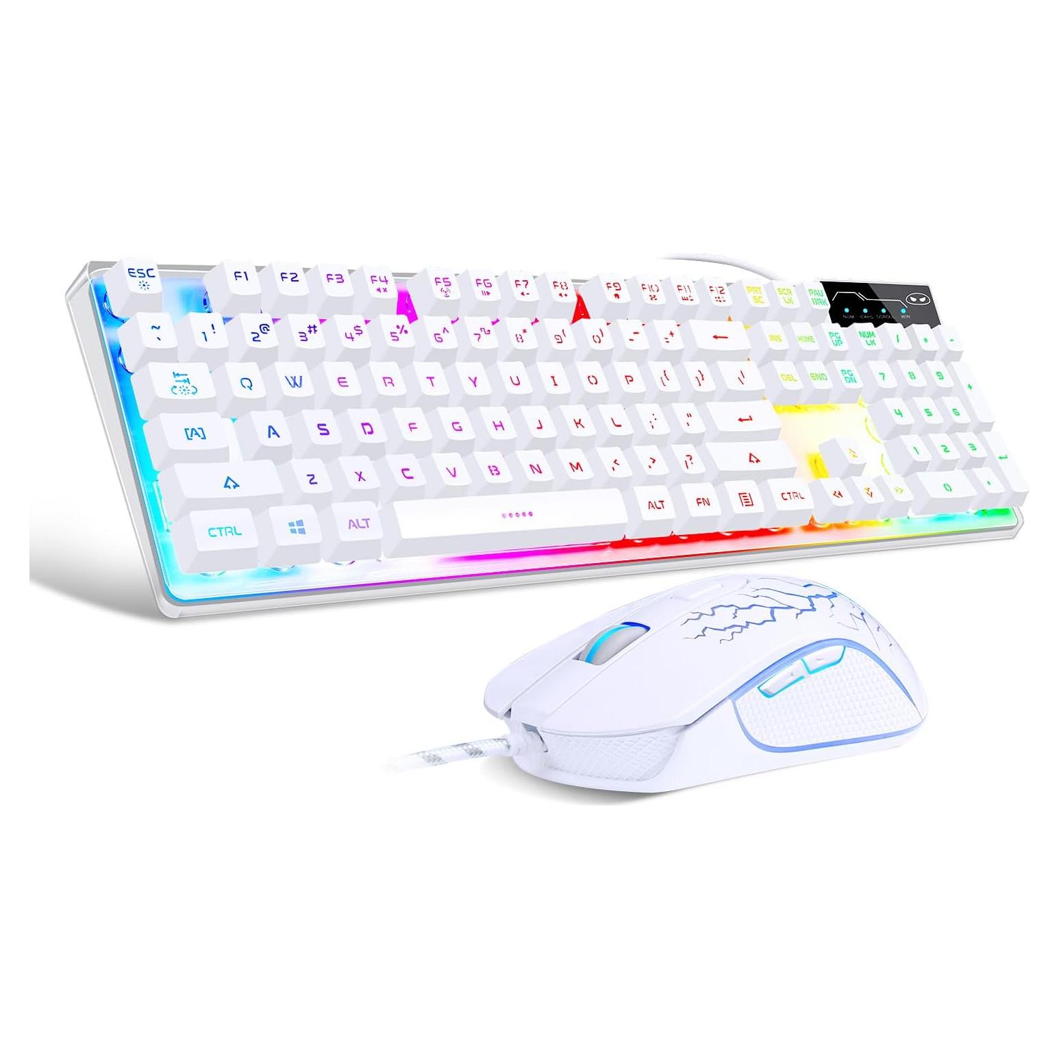 Combo Teclado y Ratón Gamer MageGee K1 RGB Blanco