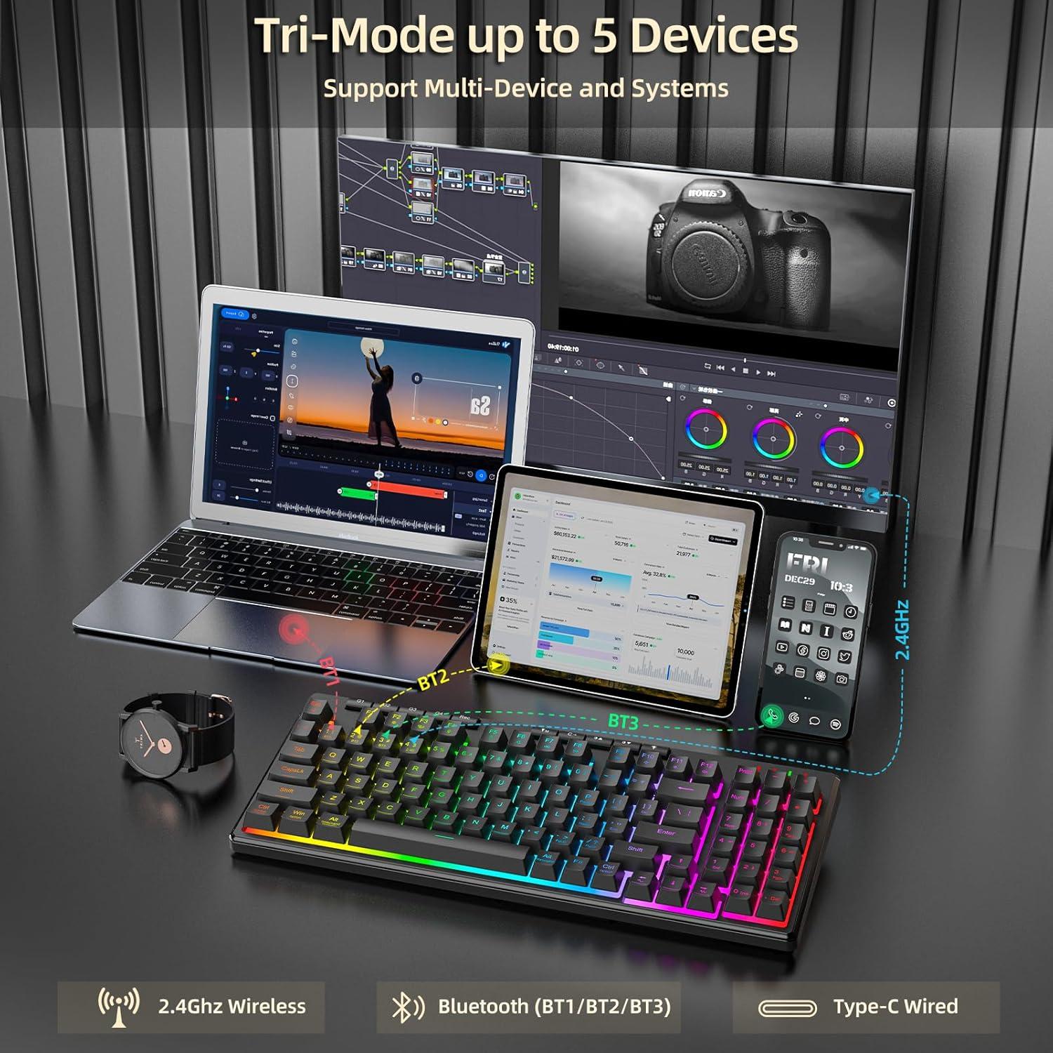 Teclado Gaming Inalámbrico Redragon K517 Pro RGB 94 Teclas