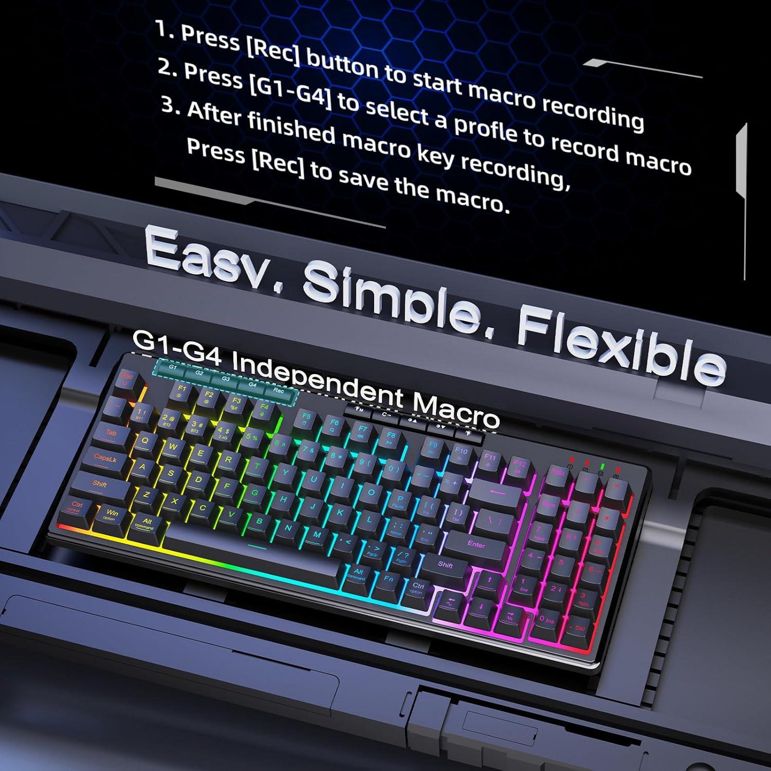 Teclado Gaming Inalámbrico Redragon K517 Pro RGB 94 Teclas