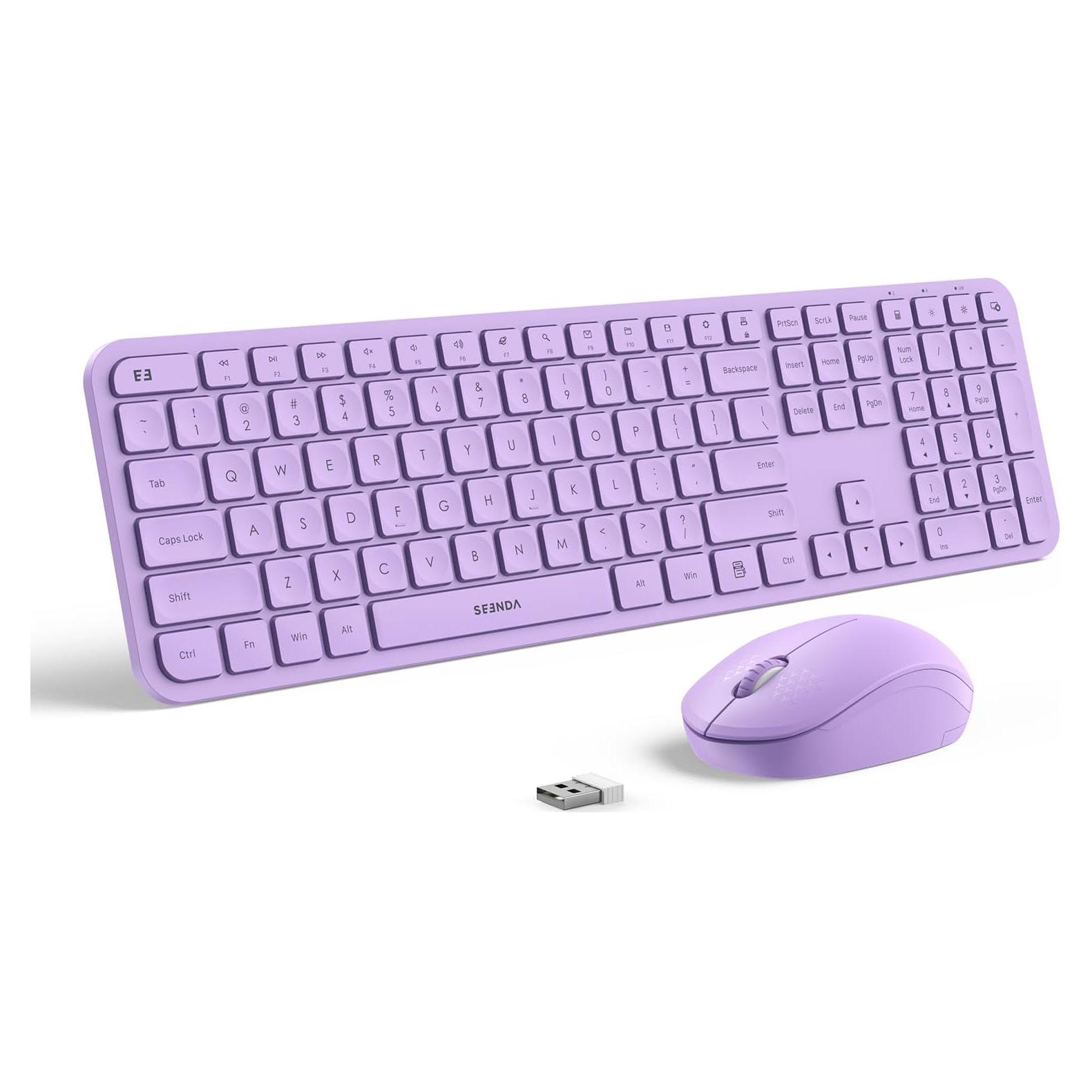 Combo Teclado y Ratón Inalámbrico seenda 2.4G USB Púrpura