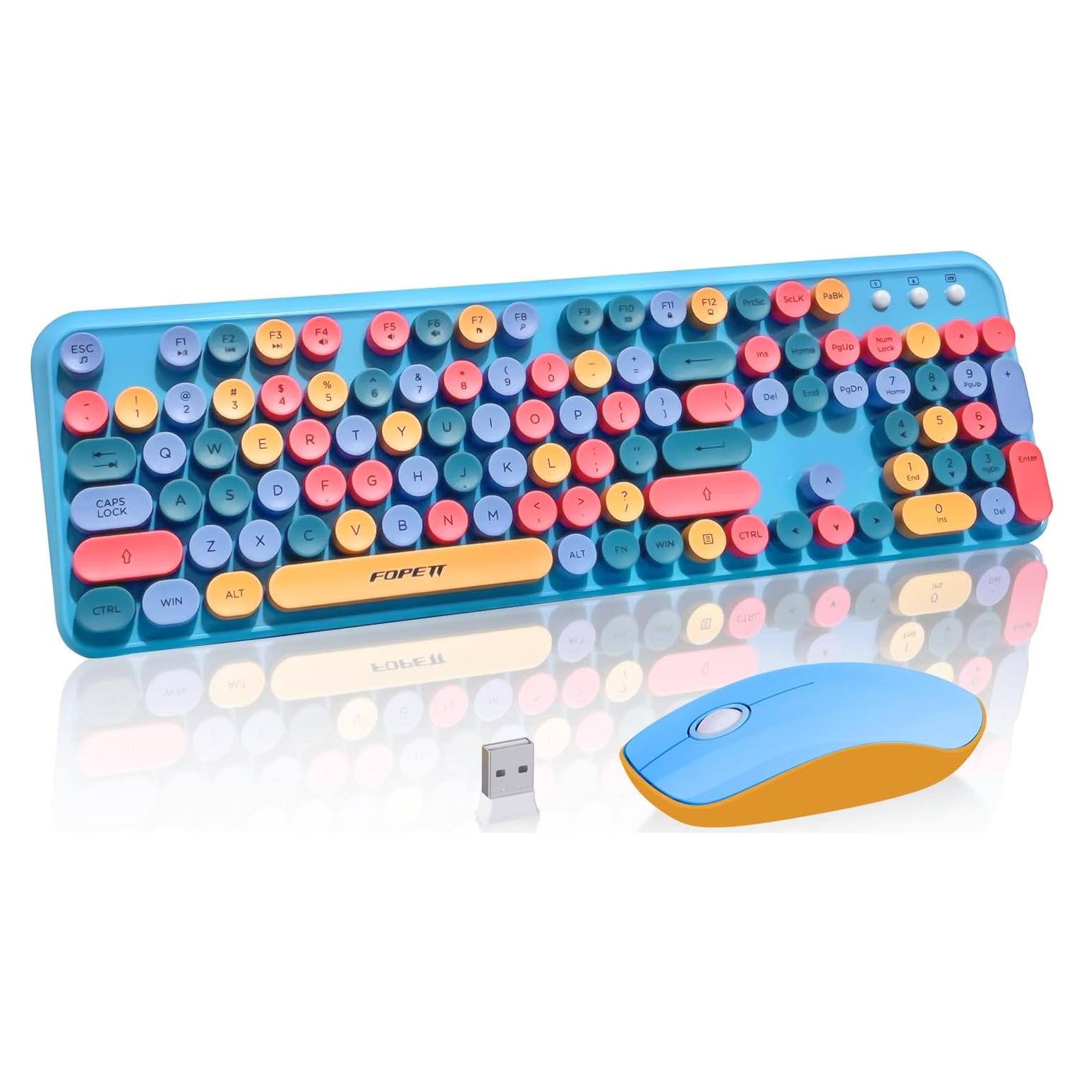 Combo Teclado y Ratón Inalámbricos Ubxxziy Azul 105 Teclas