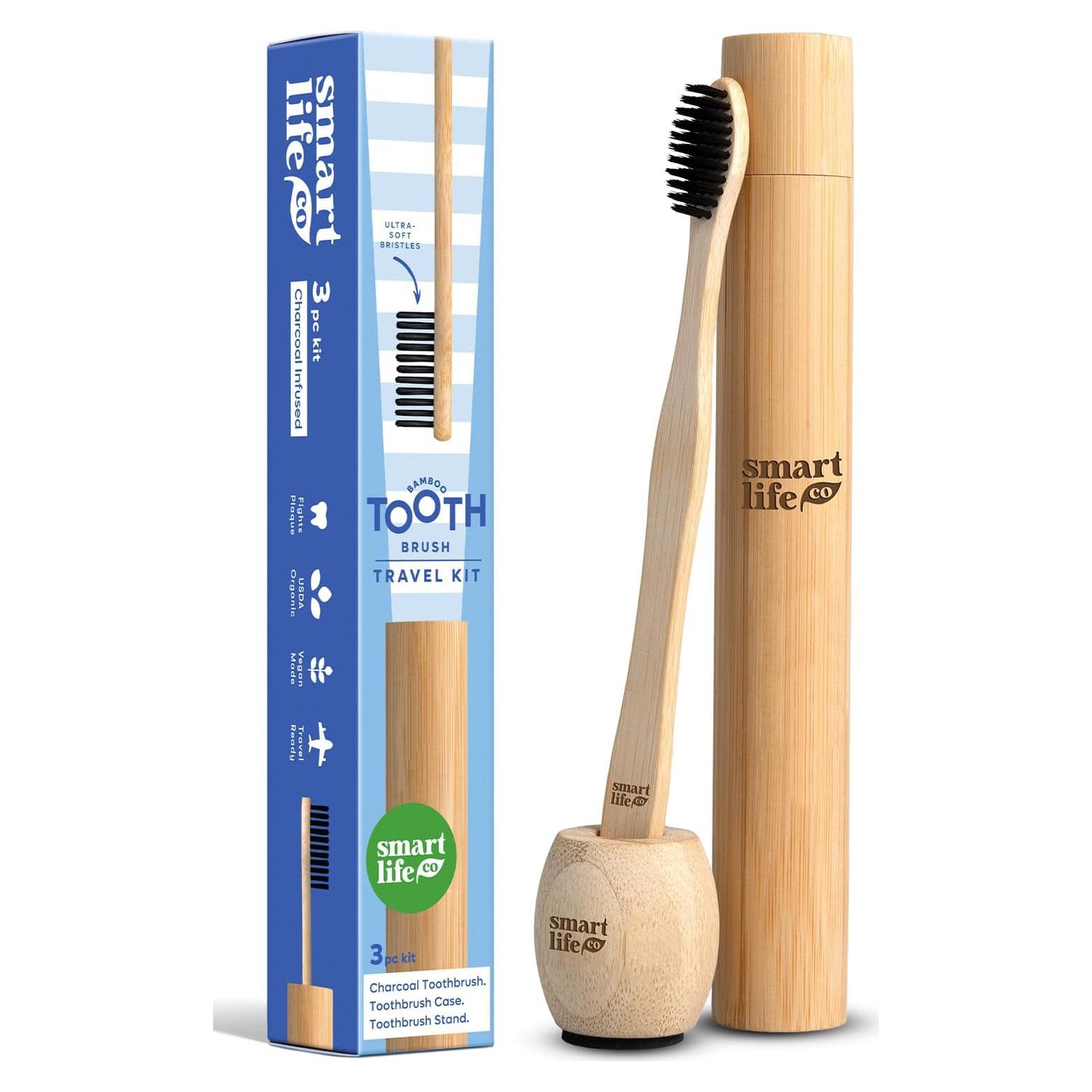 Cepillo de Dientes de Bambú SmartLifeco - Set de Viaje Ecológico