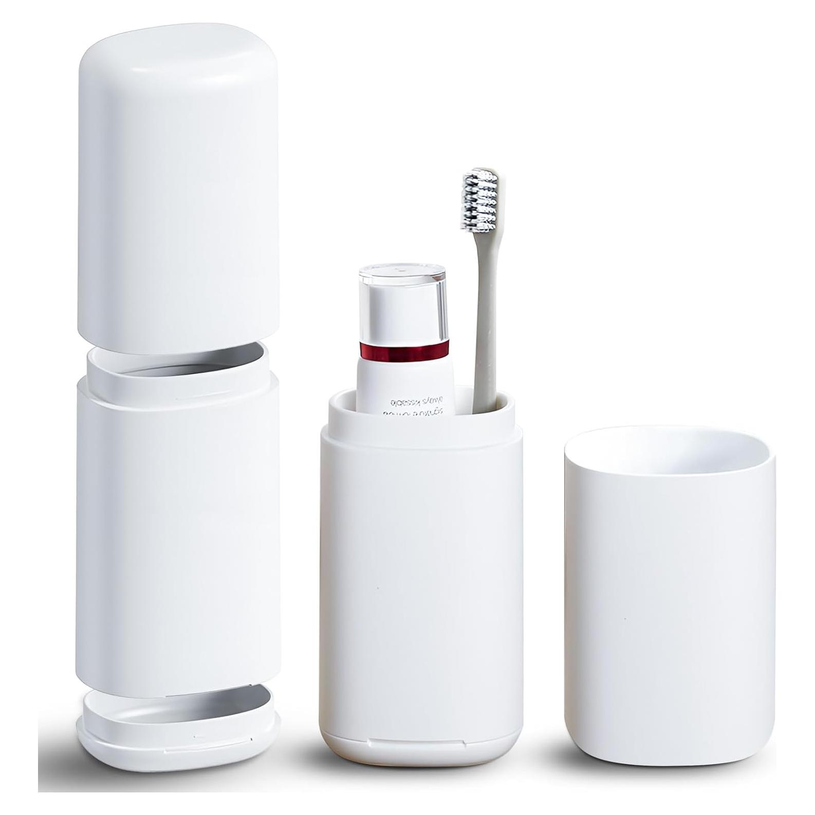 Estuche de viaje AIMAIAIMAI para cepillo y pasta, blanco