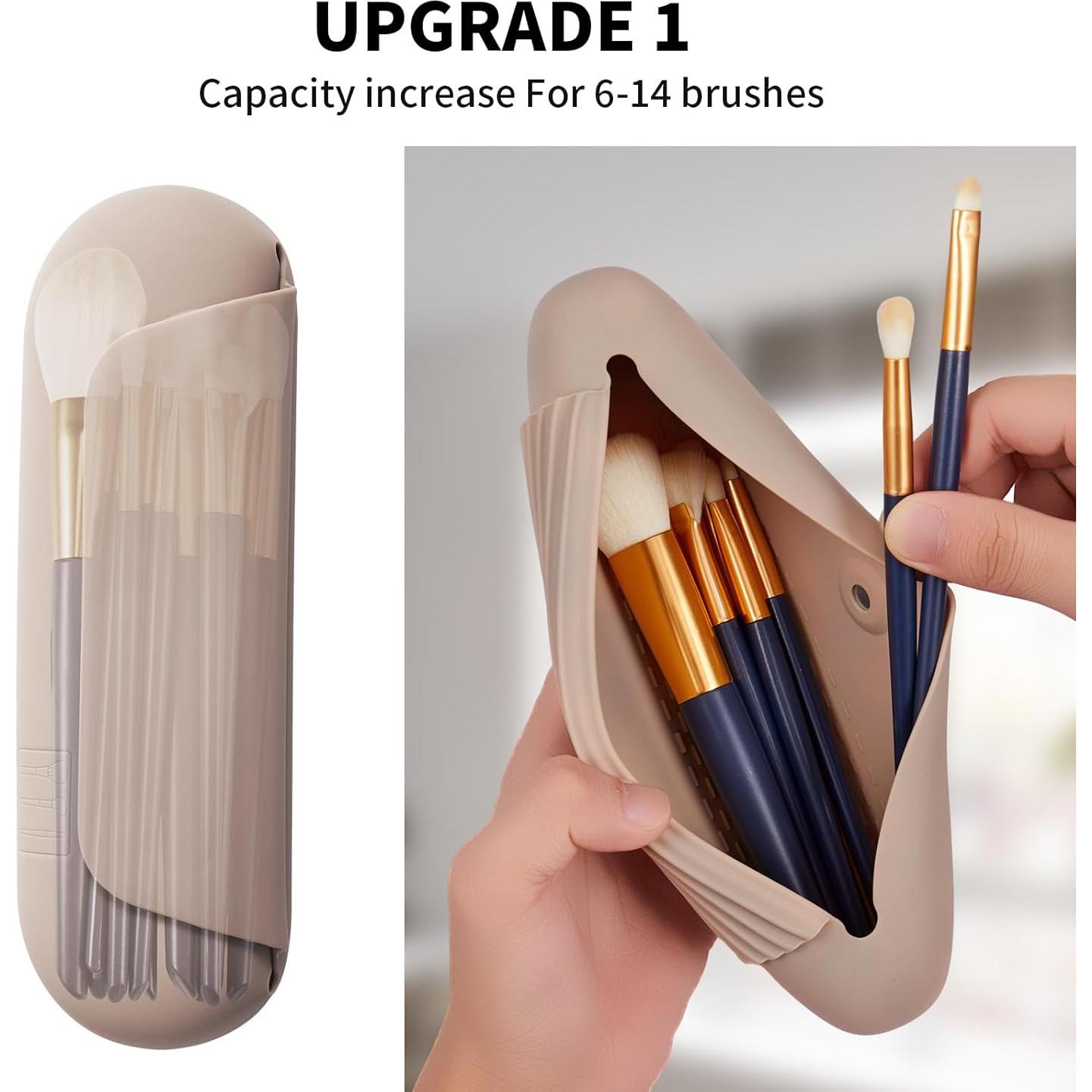 Soporte de Brochas de Maquillaje AGIKET Silicona Viaje 22,5cm