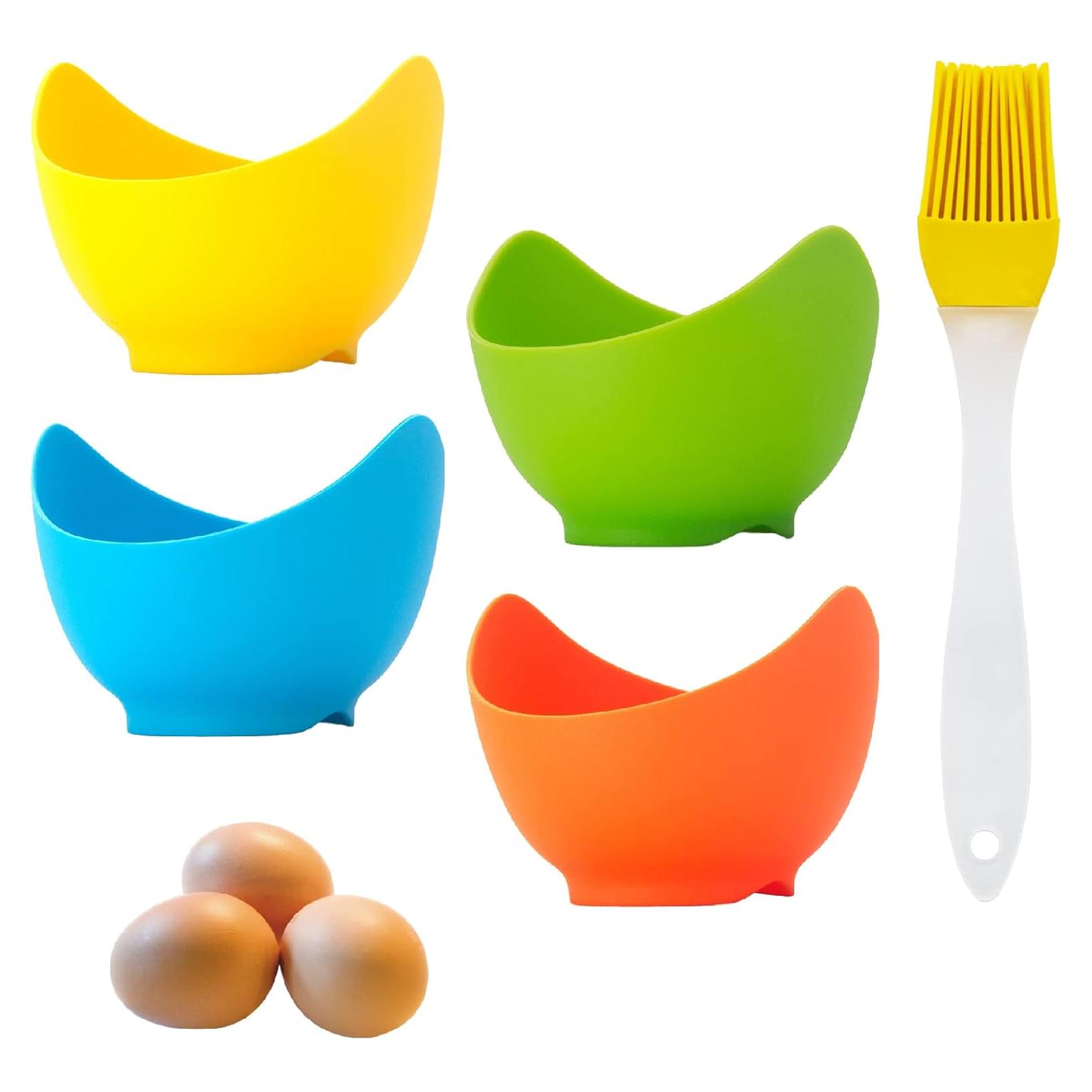 Paquete de 4 Poach Eggs YOLCAR Silicona Libre BPA 8.89 cm