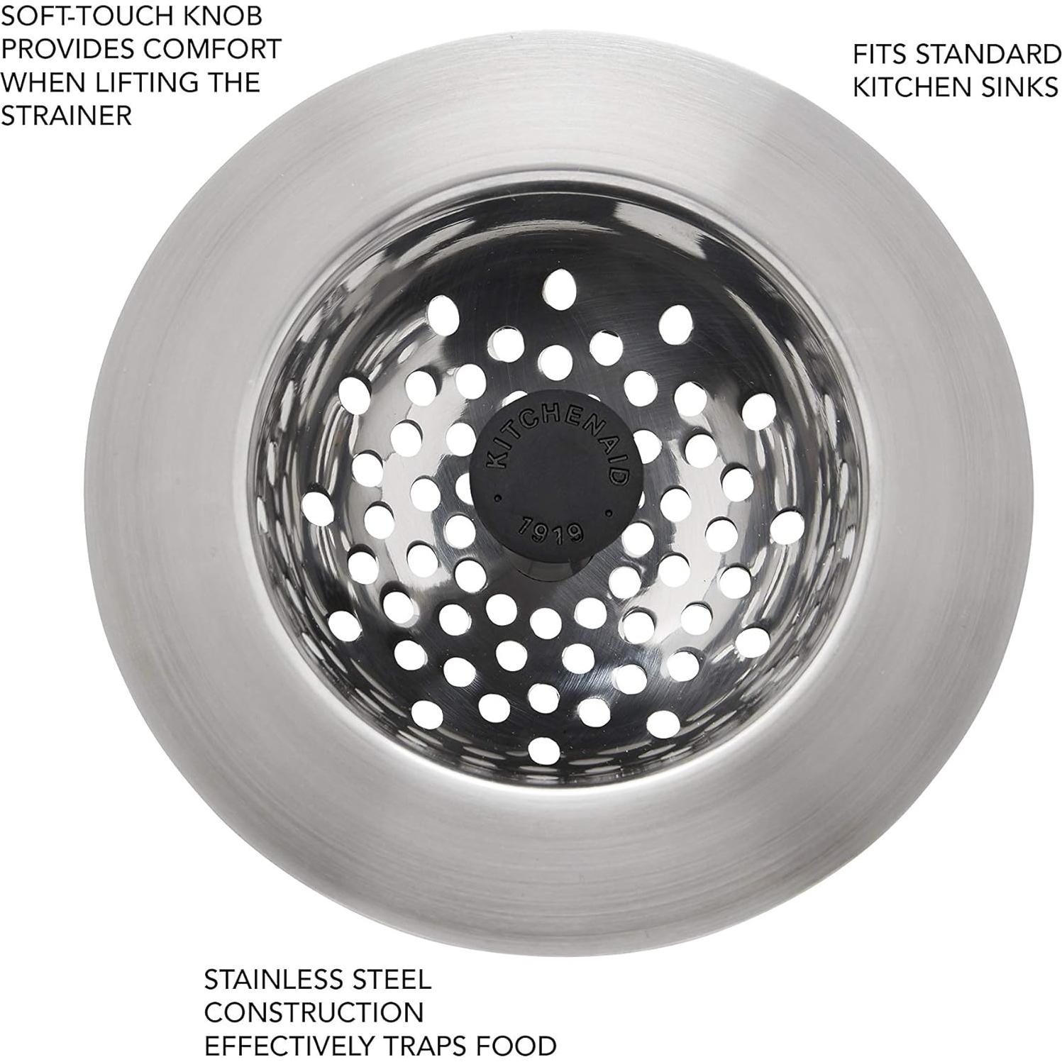 Colador de acero inoxidable KitchenAid, negro, 11x11 cm