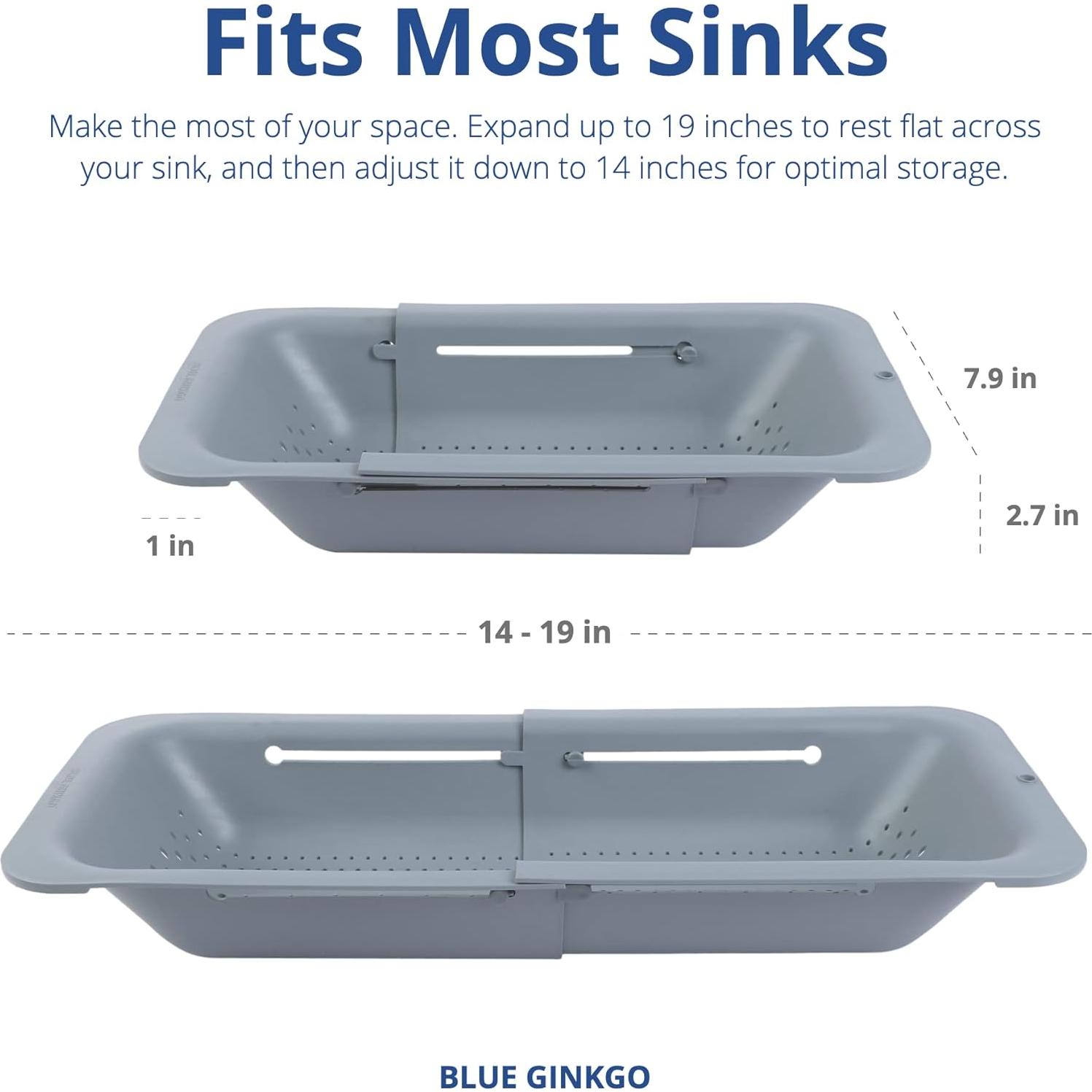 Colador Extensible Blue Ginkgo Gris 35,81x20x7 cm