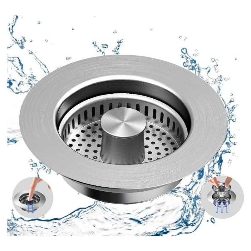 Combo Tapón y Colador Fregadero Makeforu Acero Inoxidable