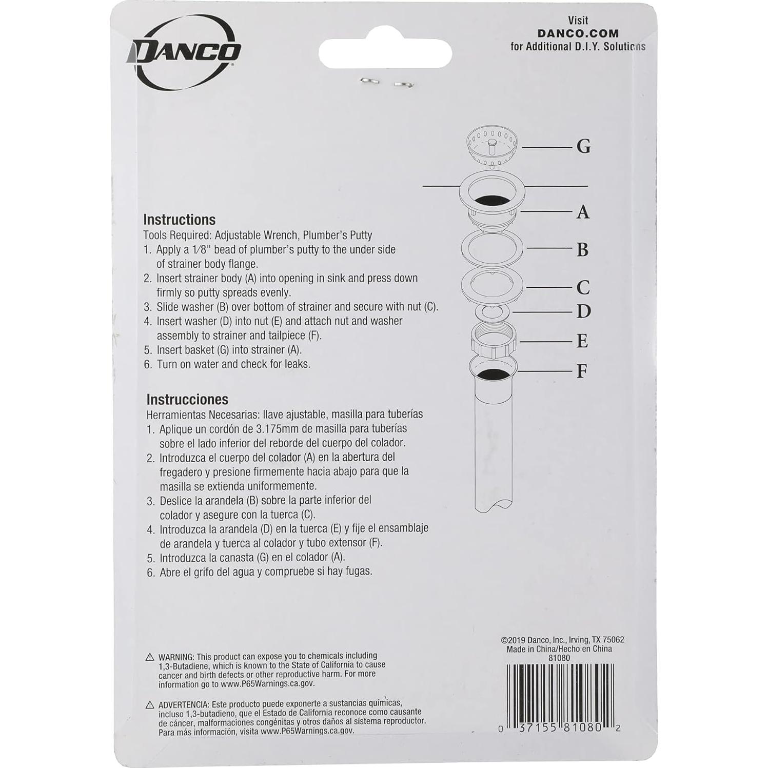 Juego de Tuerca y Arandela Danco 81080 para Filtro de Fregadero