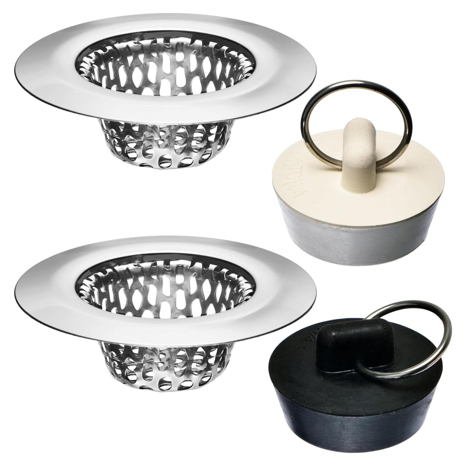 4 Filtros y Tapones de Lavabo Hilltop Acero Inoxidable