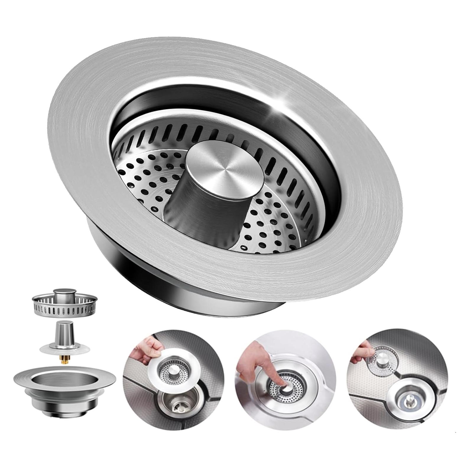 Colador de fregadero WERMARS 3 en 1 acero inoxidable 304