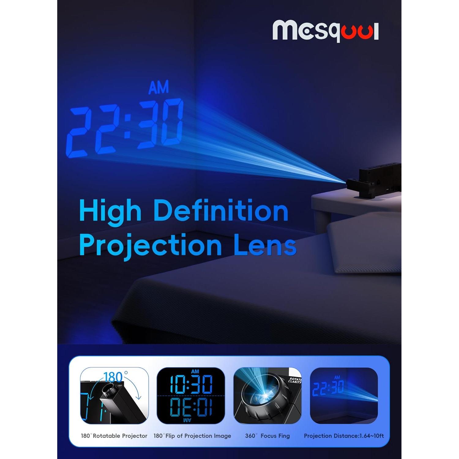 Reloj Despertador Proyector Digital Mesqool 7" LED Ajustable