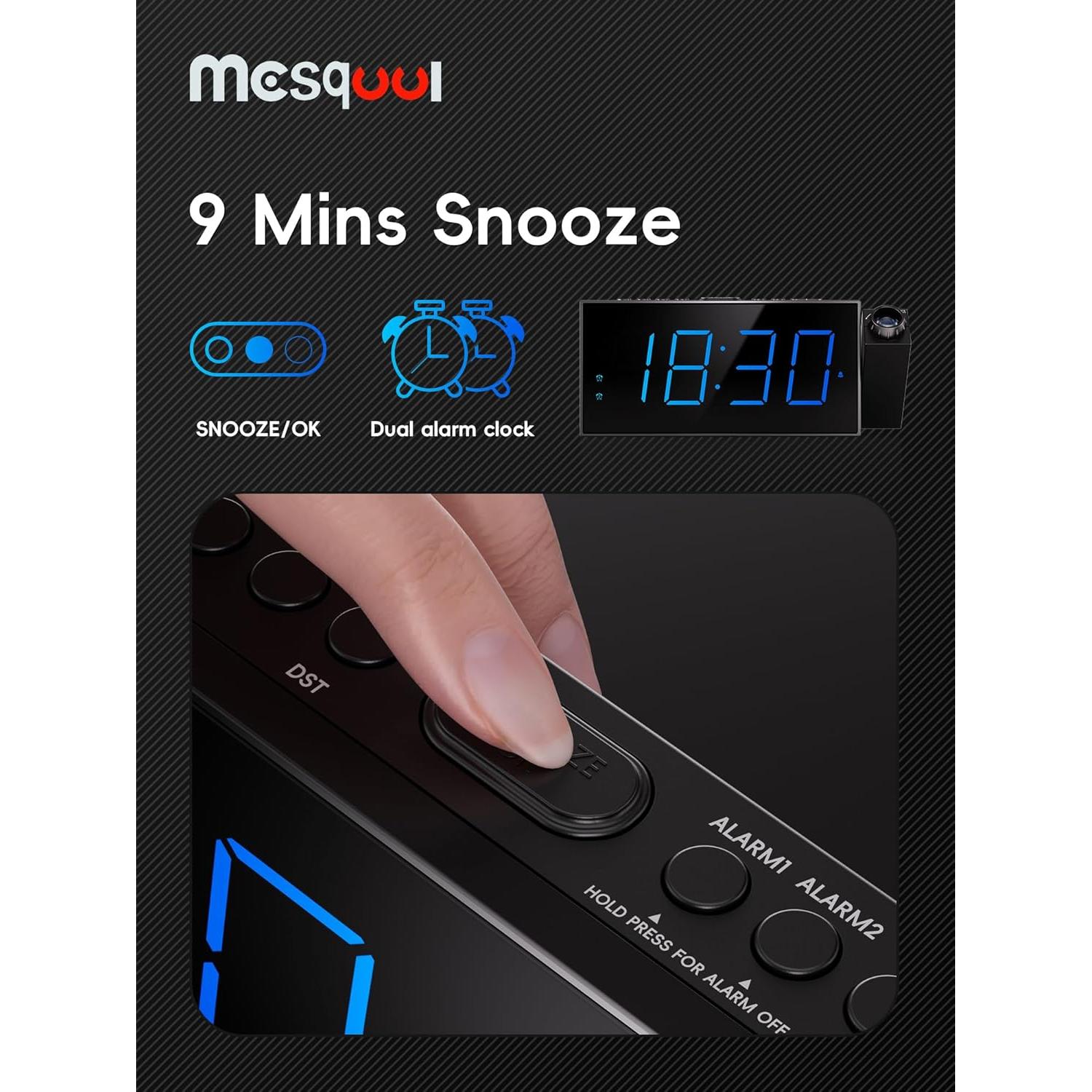 Reloj Despertador Proyector Digital Mesqool 7" LED Ajustable