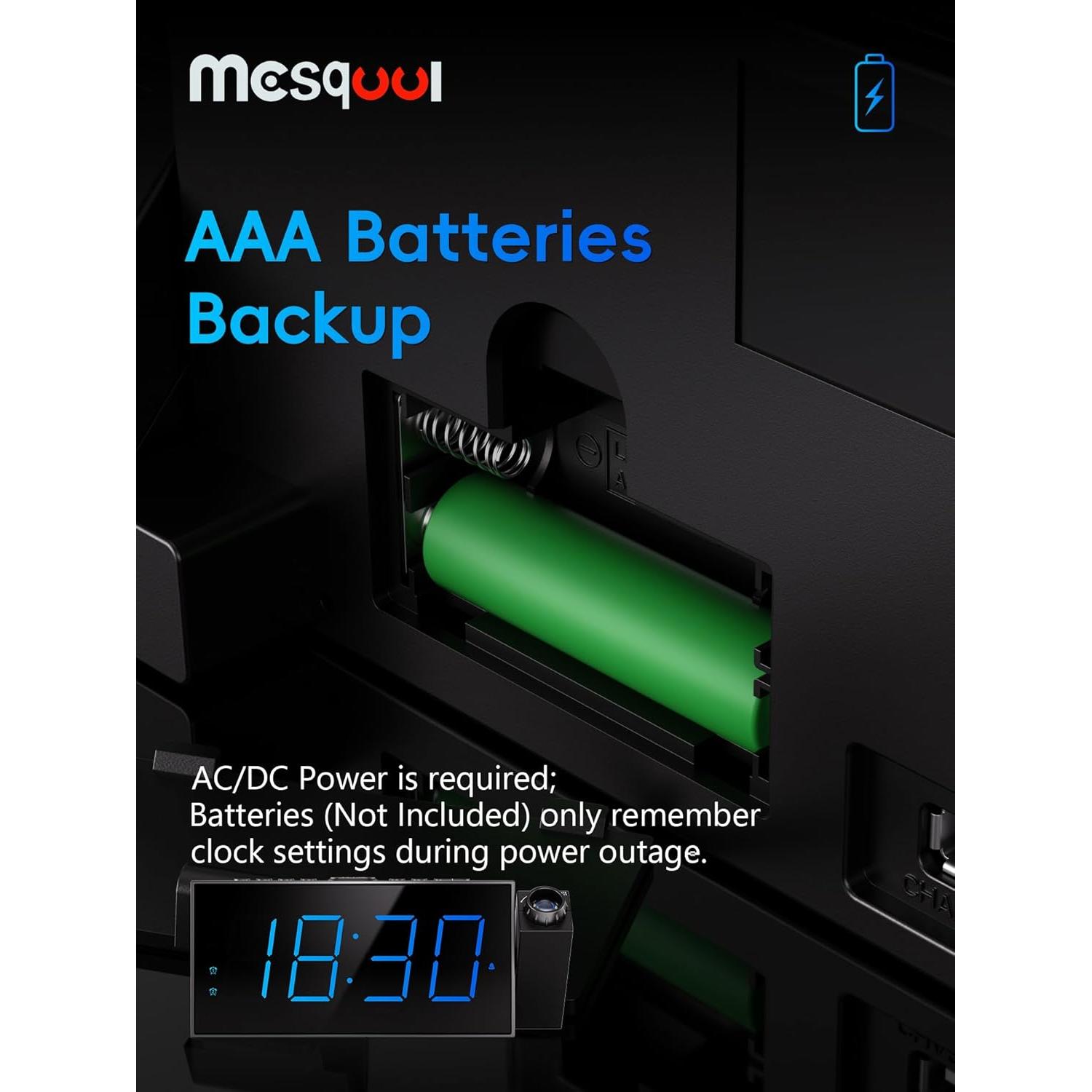 Reloj Despertador Proyector Digital Mesqool 7" LED Ajustable