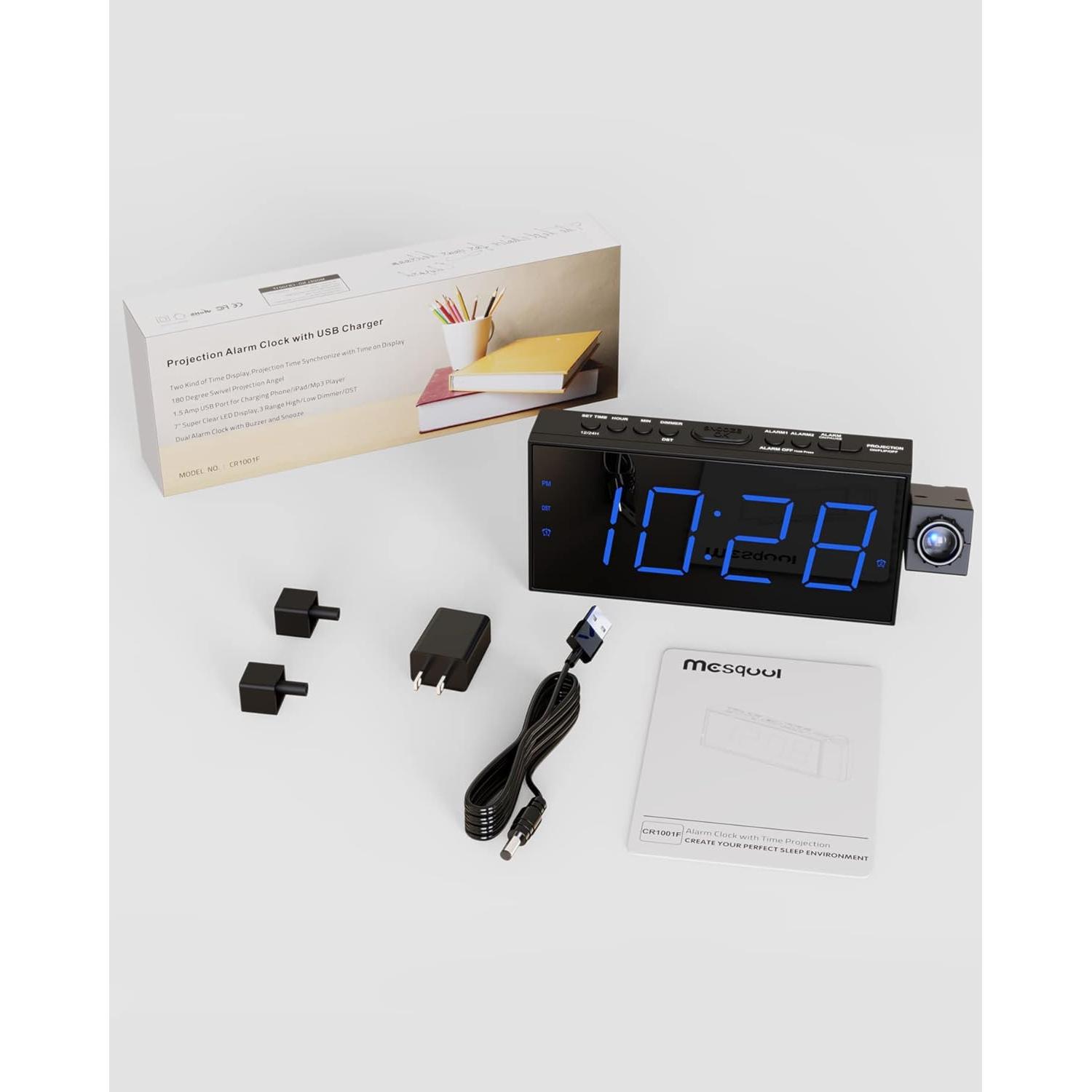 Reloj Despertador Proyector Digital Mesqool 7" LED Ajustable