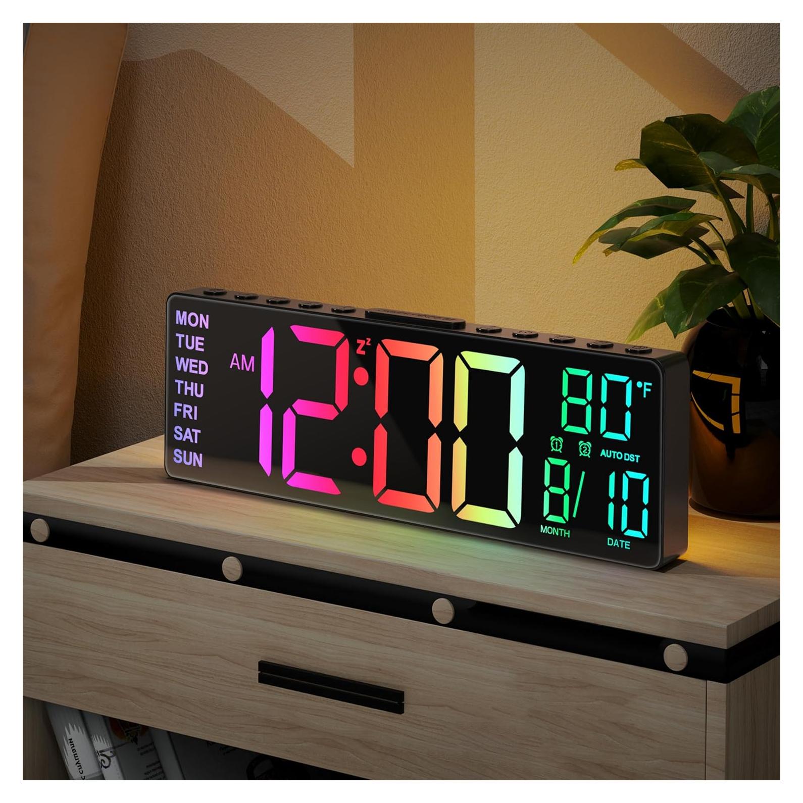 Reloj Despertador Digital JALL 10.5'' Pantalla LED RGB