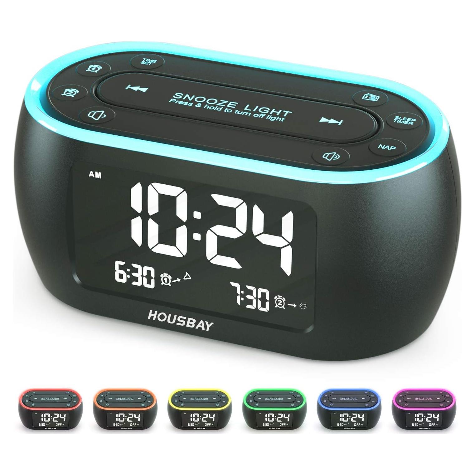 Reloj Despertador HOUSBAY RS1 con Luz Nocturna y Radio FM