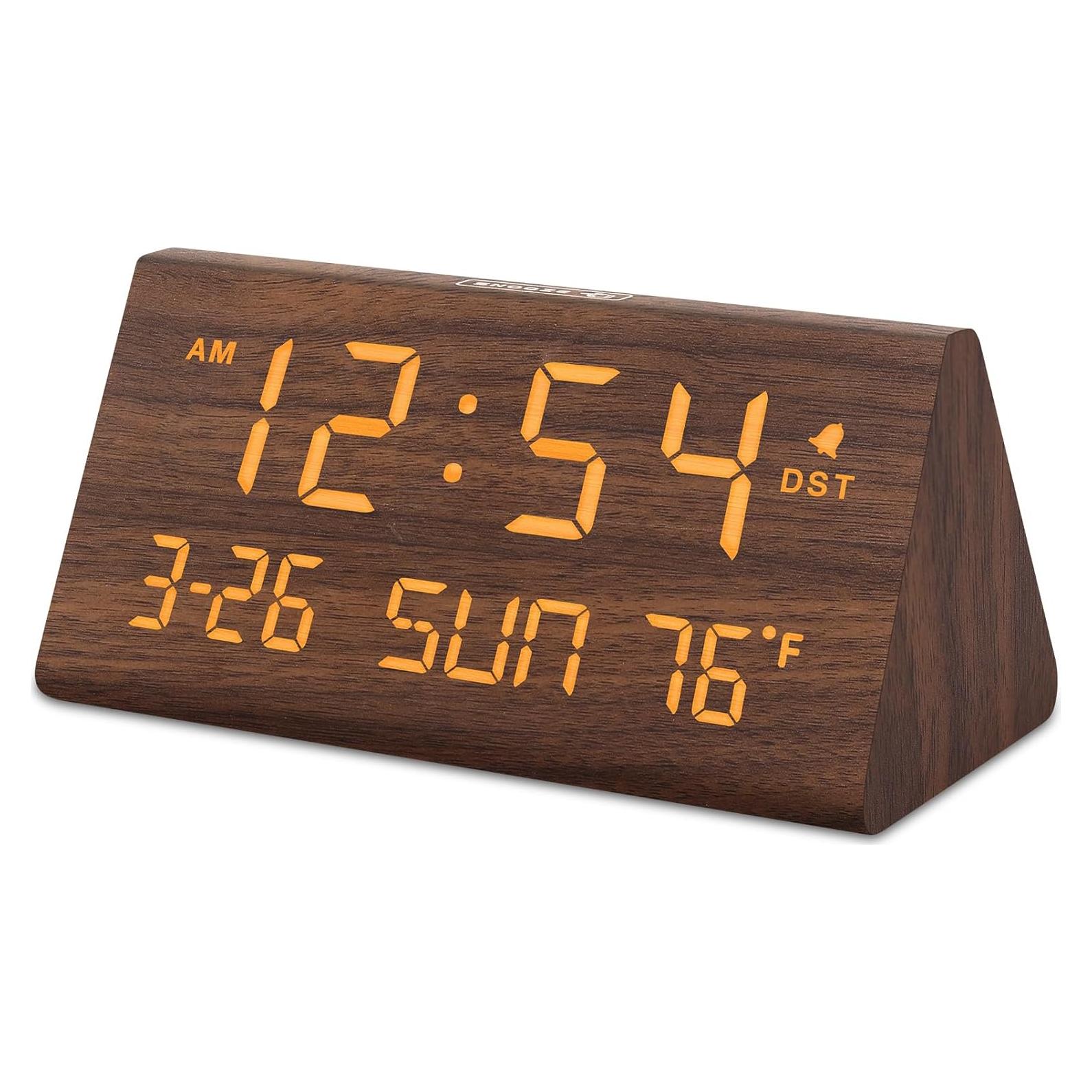 Reloj Despertador Digital DreamSky Madera con USB y Brillo Ajustable