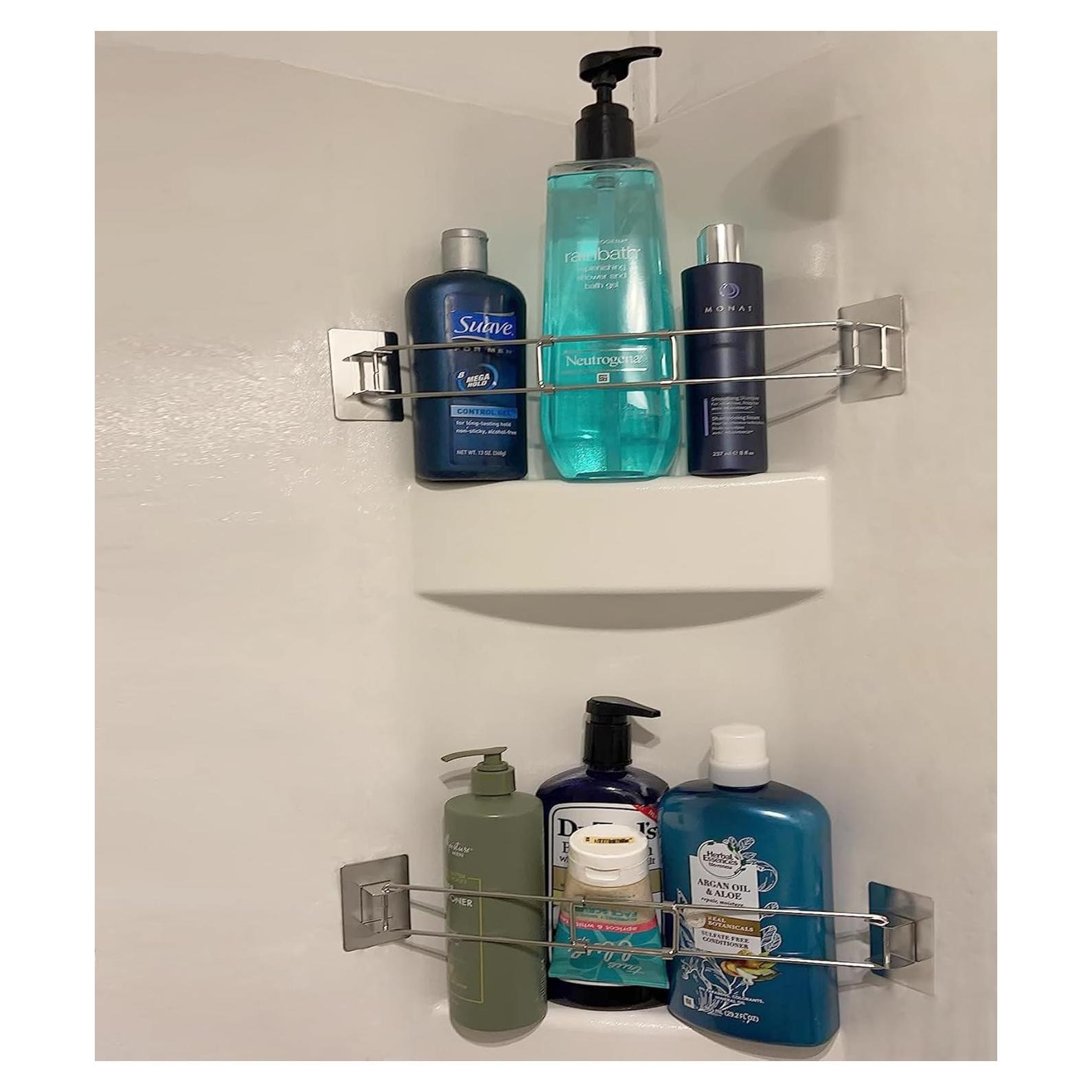 Barra de Almacenamiento de Esquina para Ducha RV Safoner - Acero Inoxidable Ajustable 20.1-34.8 cm