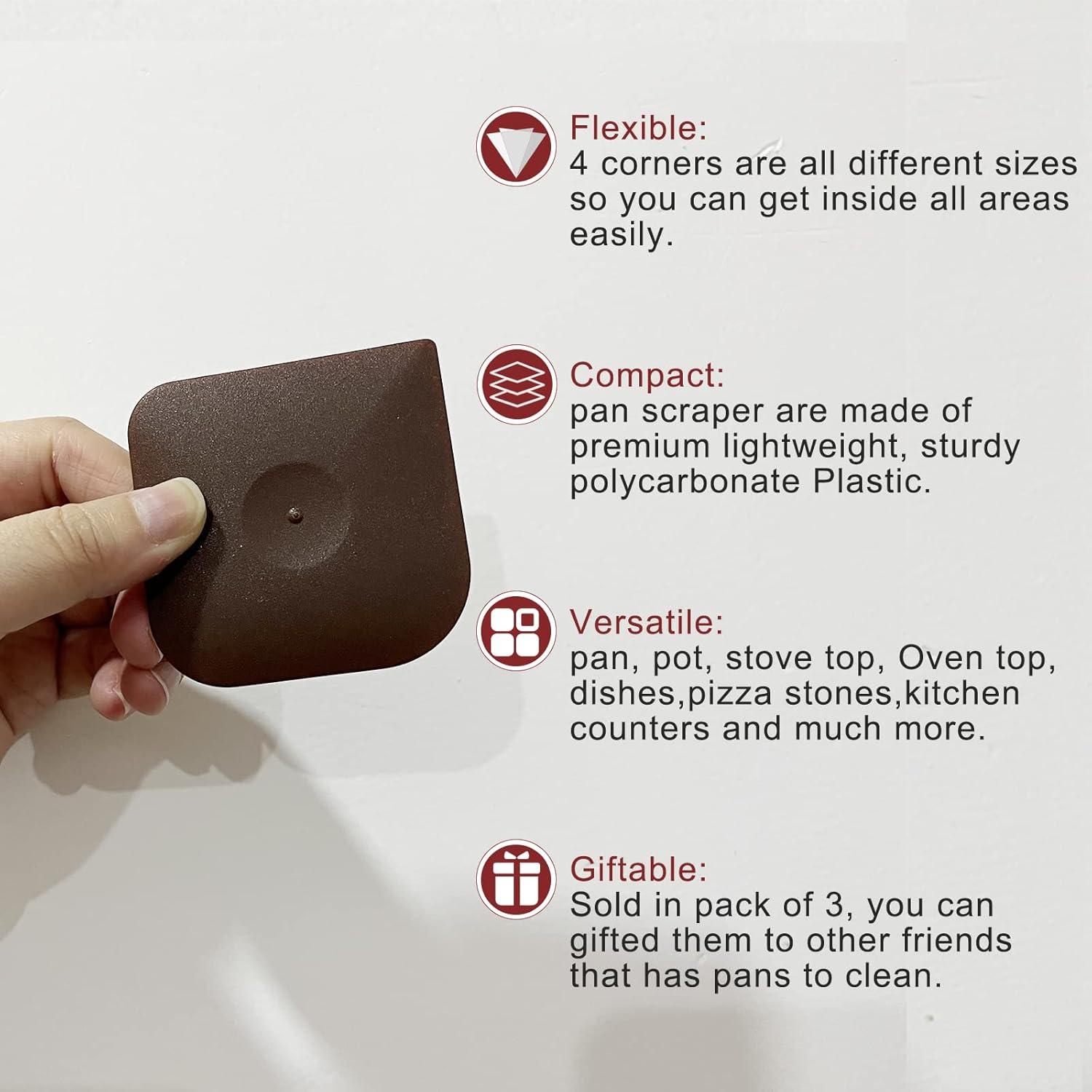 Juego de raspadores de cocina Herda - 3 piezas nylon marrón