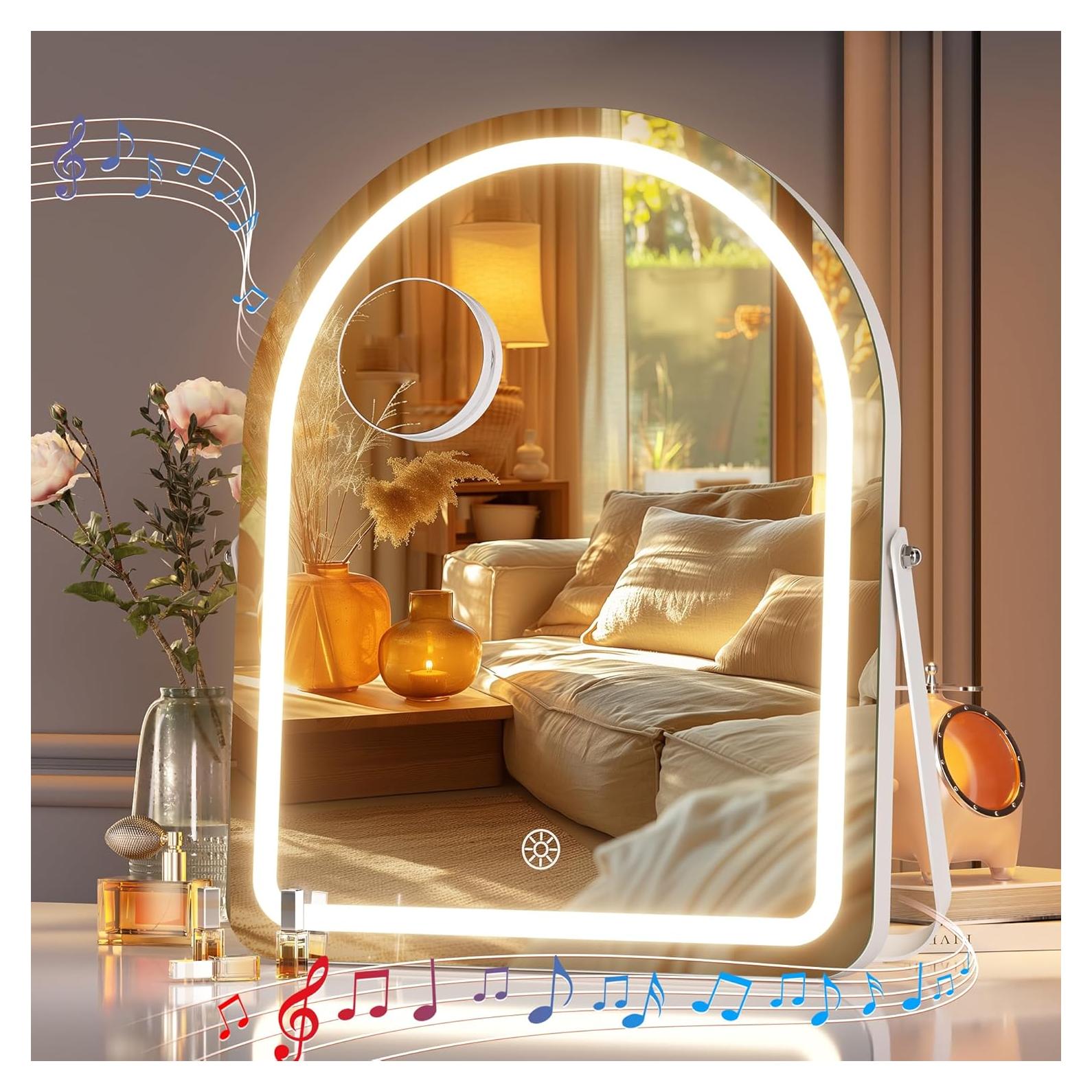 Espejo de tocador Hasipu LED con Bluetooth 29x36 cm