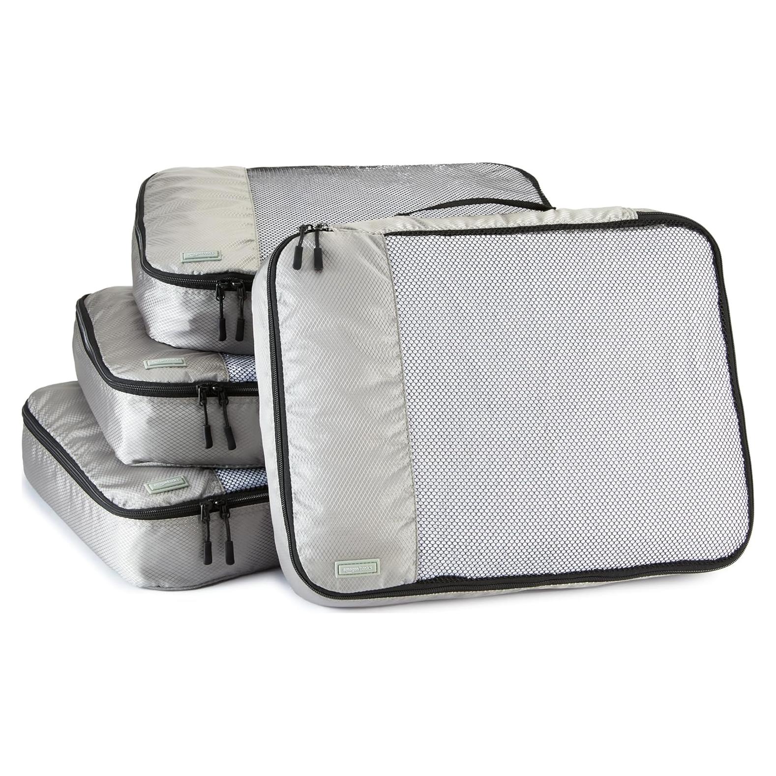 Organizadores de Equipaje Amazon Basics 4 Piezas Grande Gris