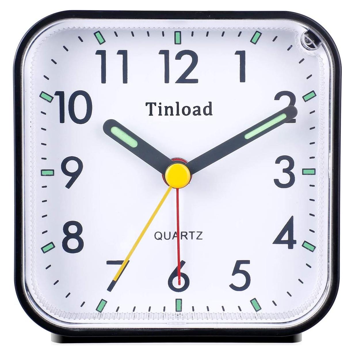 Reloj Despertador Analógico Tinload Silencioso Negro 8,26 cm