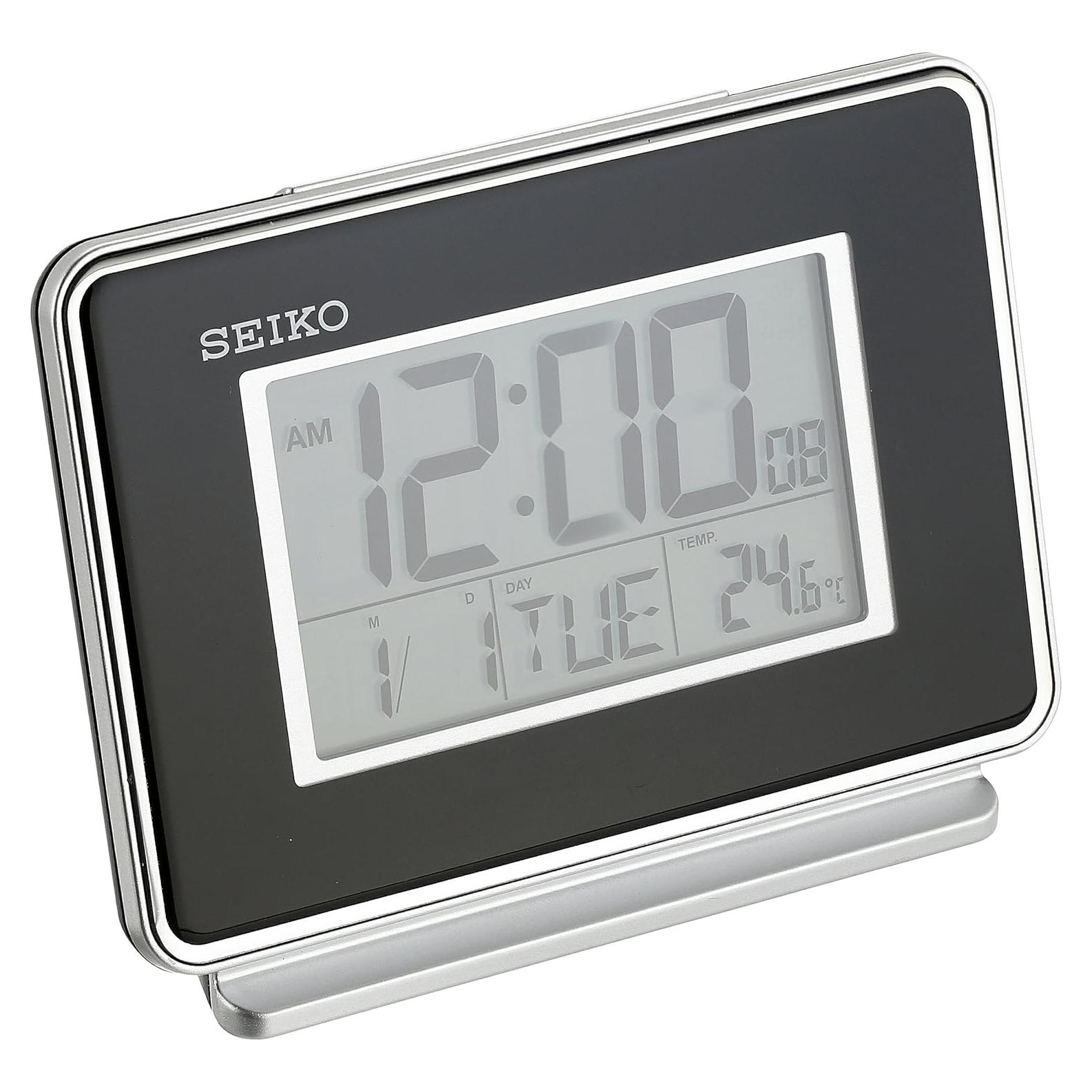 Reloj Despertador Digital Seiko Hudson Negro con Calendario