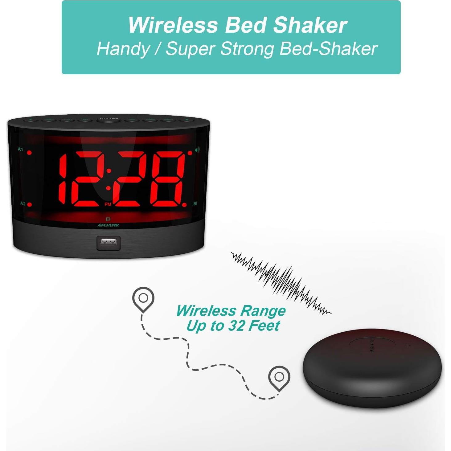 Reloj Despertador Vibrante ANJANK con Alarma Doble USB