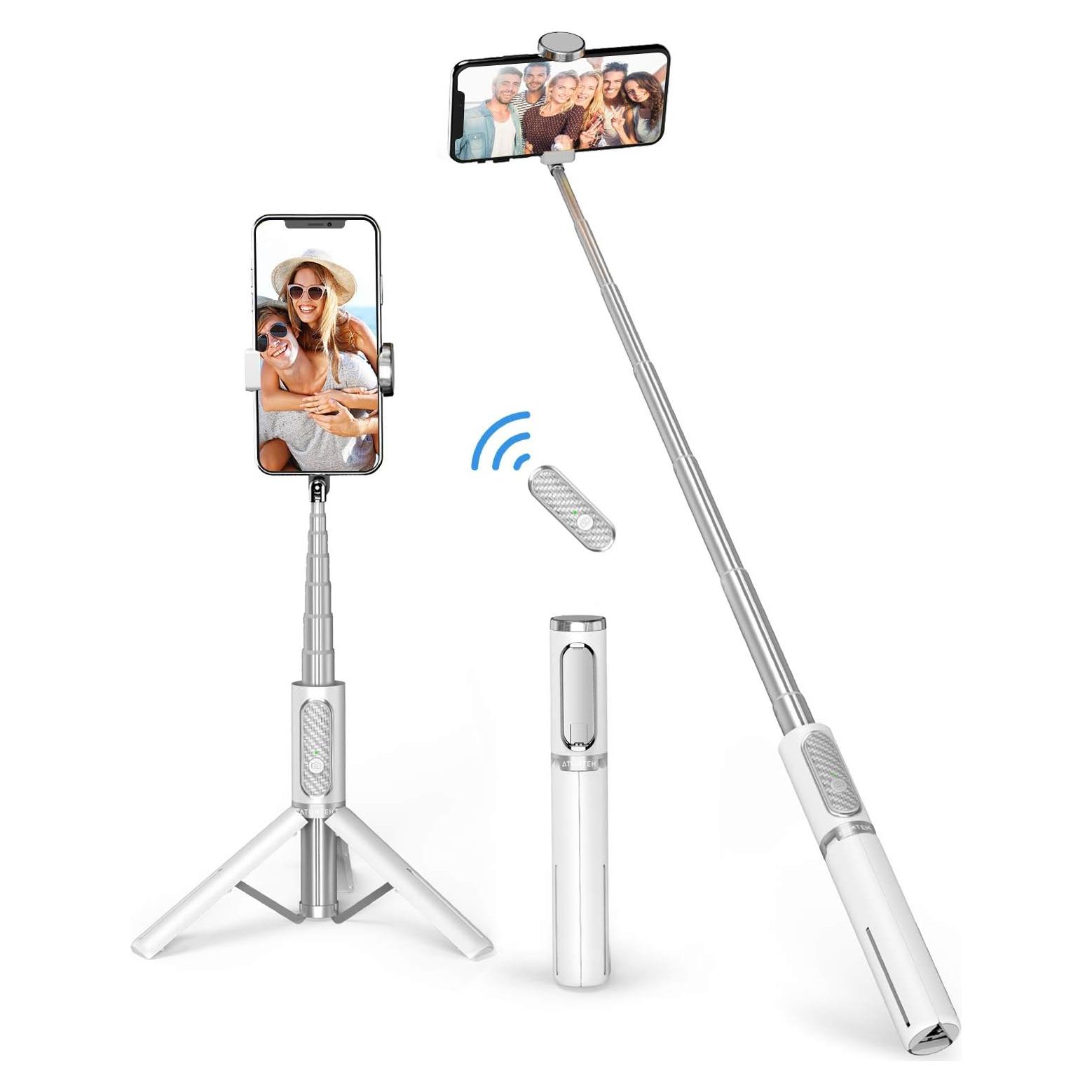 Bastón de Selfie Trípode ATUMTEK Blanco Extensible 3 en 1