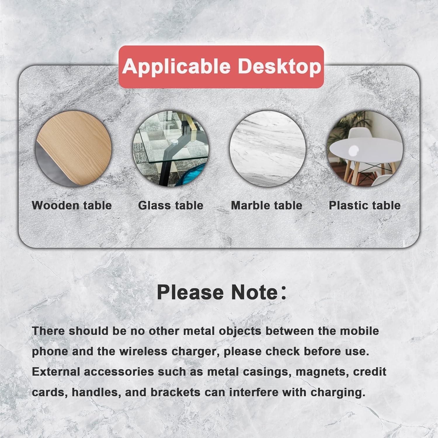 Invisible Wireless Charger, Under Desk Furniture Wireless Charging Pad 10W,