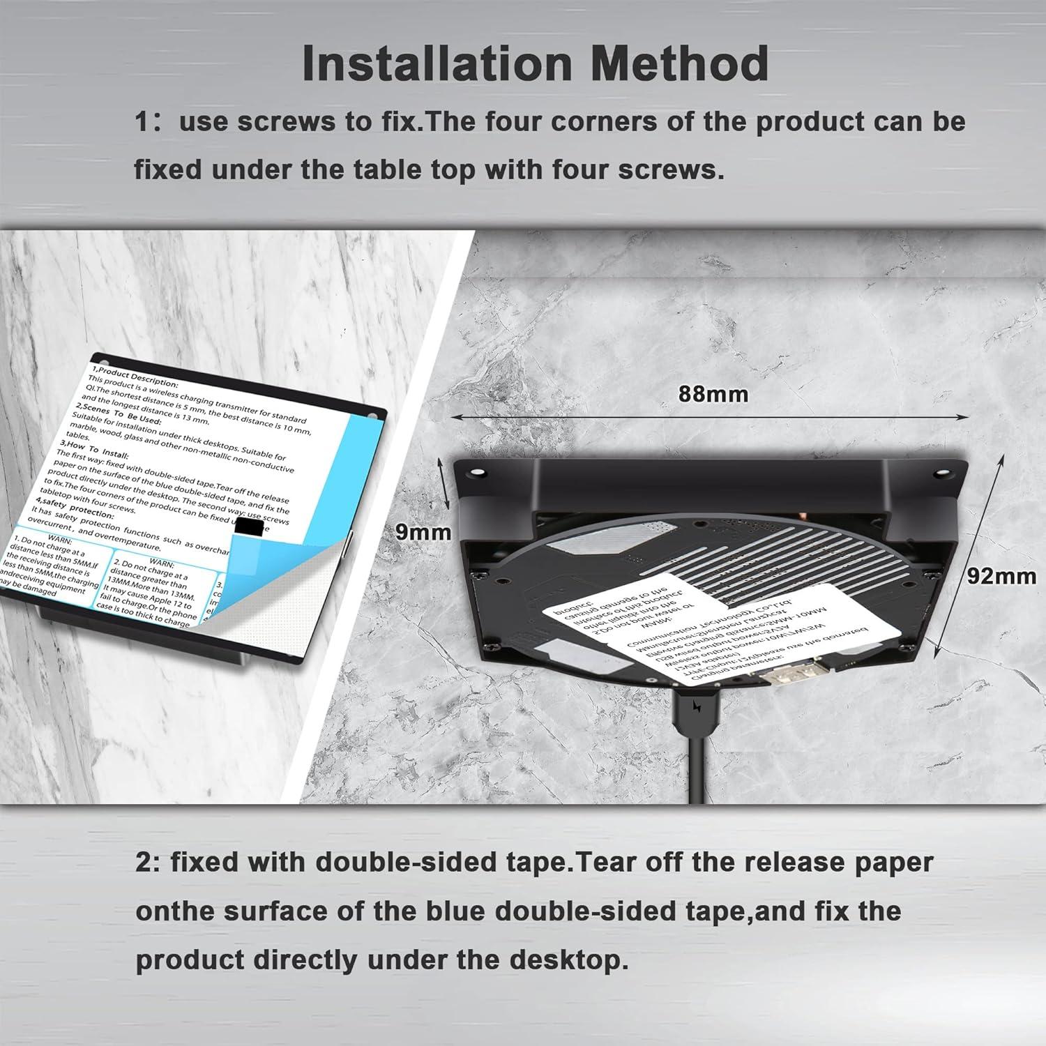 Invisible Wireless Charger, Under Desk Furniture Wireless Charging Pad 10W,