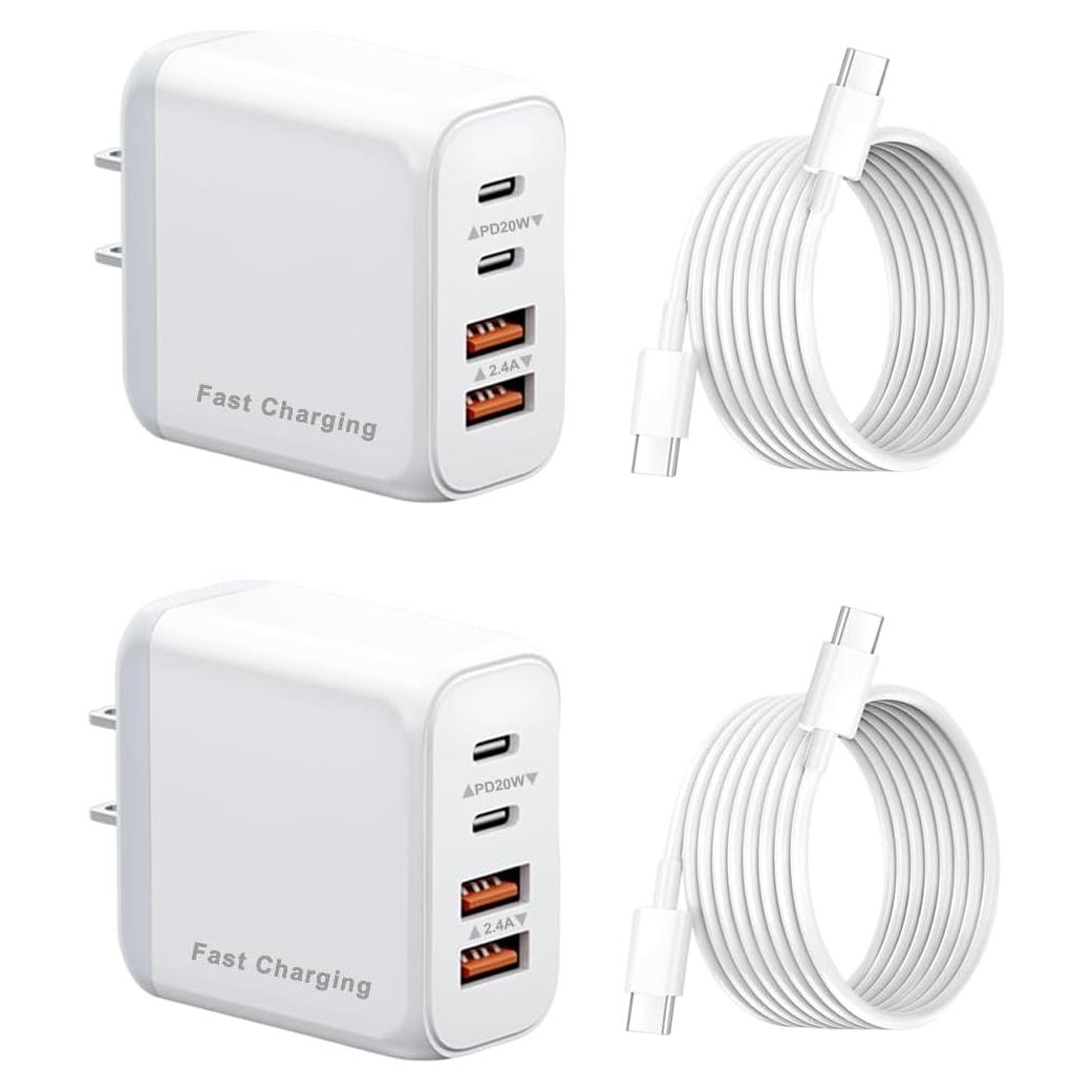 Cargador Rápido de Pared USB C 40W 4 Puertos Blanco