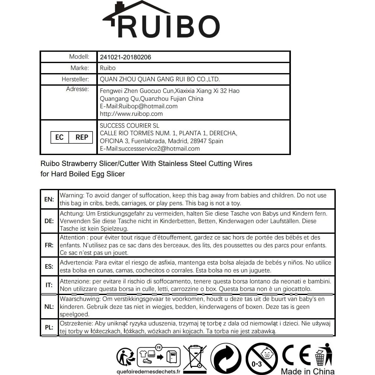 Cortador Manual de Fresas y Huevos Ruibo Multicolor