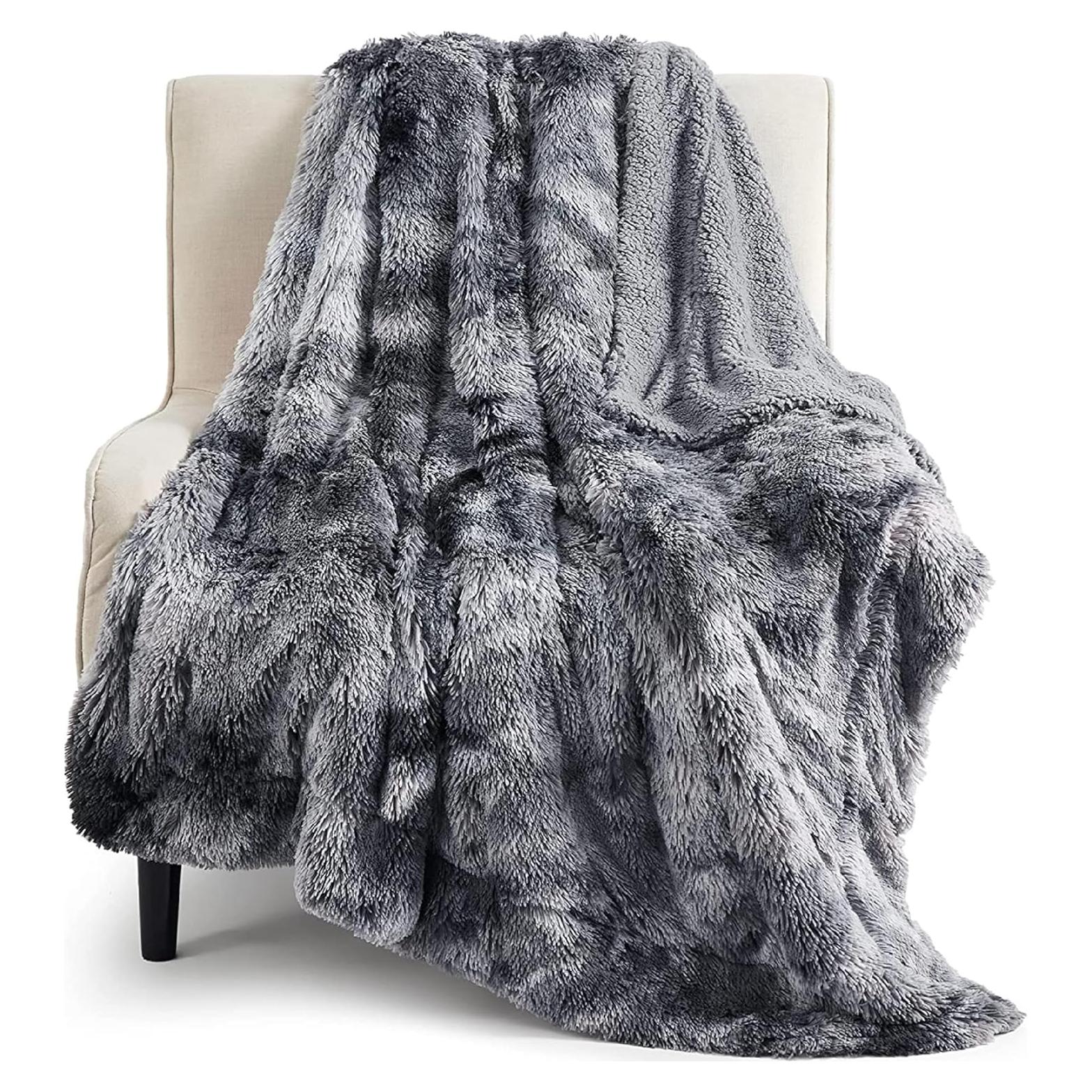 Manta de Piel Sintética Bedsure Individual 1,96 kg Gris