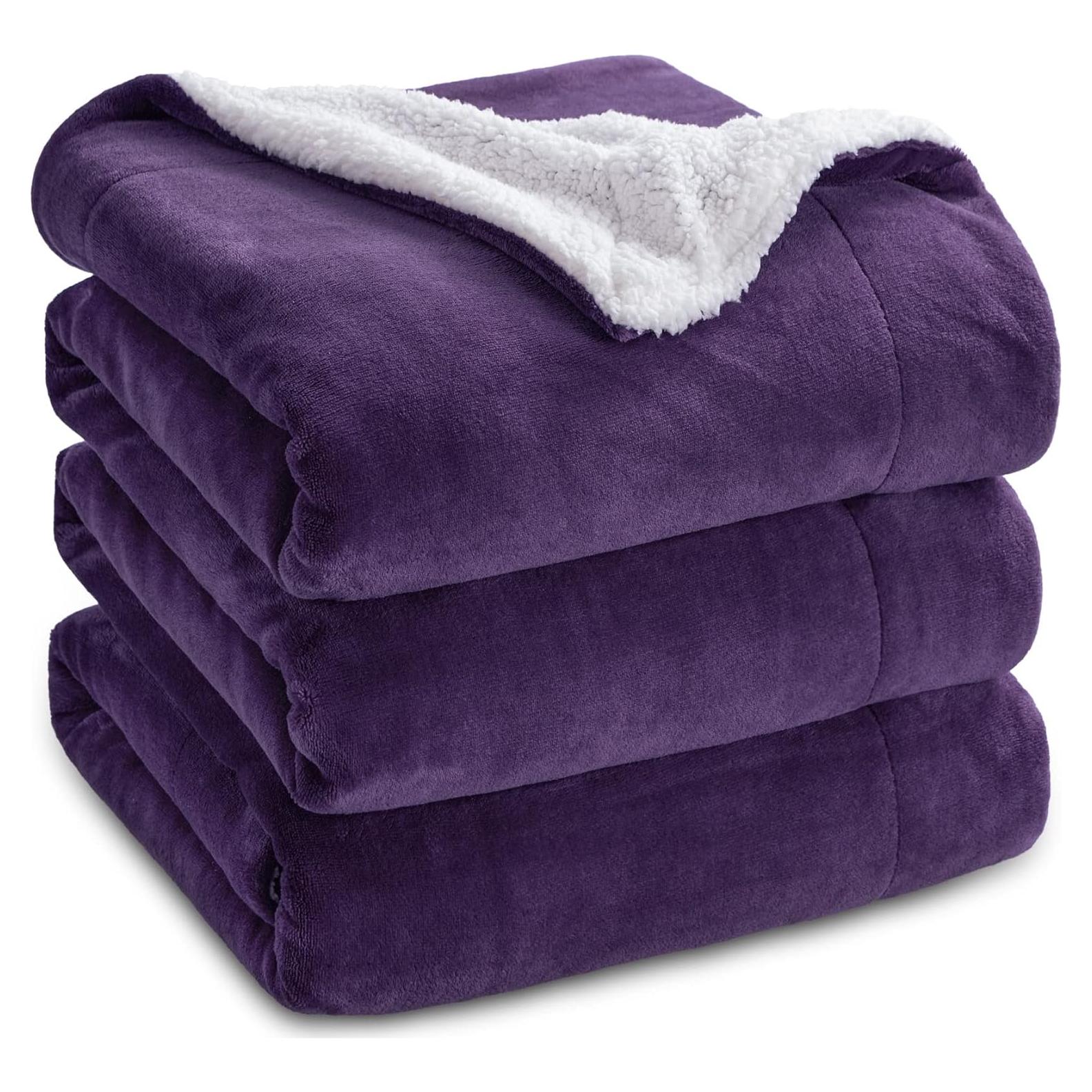 Manta Sherpa Fleece Bedsure Queen 90x90 Púrpura Gruesa y Cálida