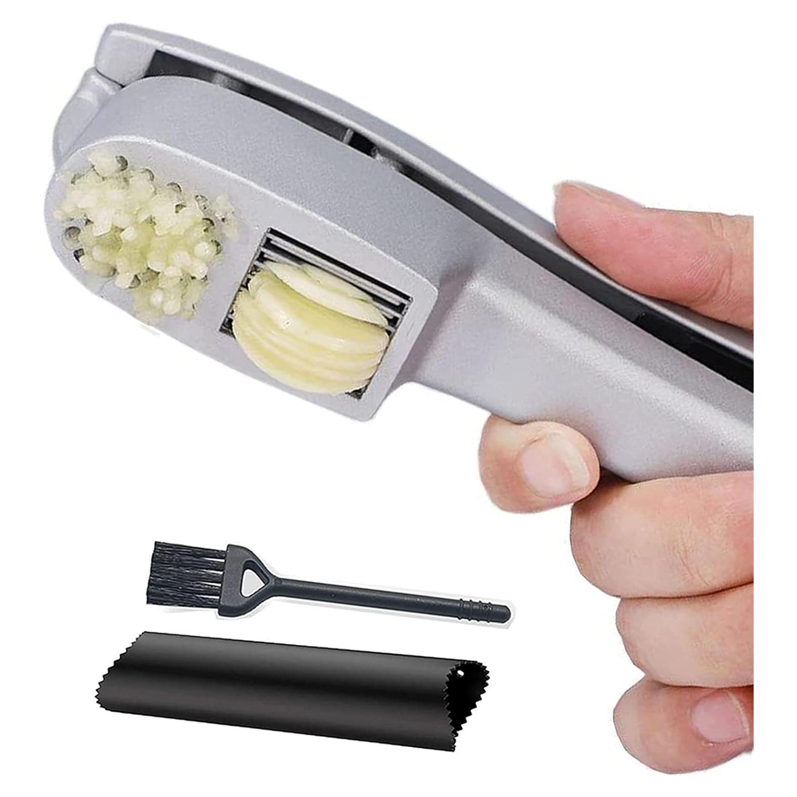 Prensa de Ajo 2 en 1 ANERONG con Pelador y Cepillo - Aluminio