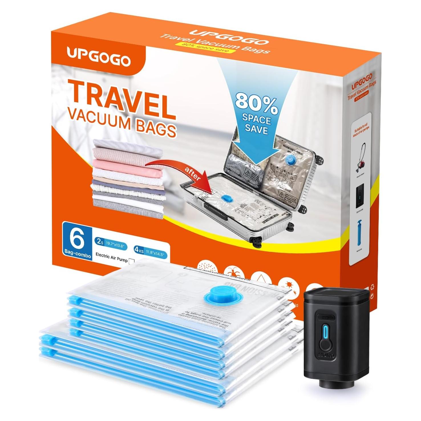 Combo 6 Bolsas de Vacío UPGOGO para Viaje con Bomba Eléctrica