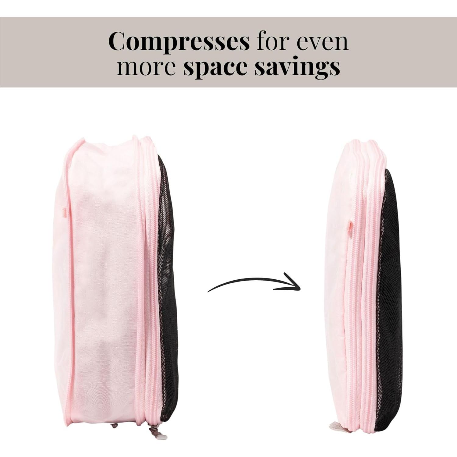 Juego de 3 Cubos de Compresión Baggallini Nylon Rosa