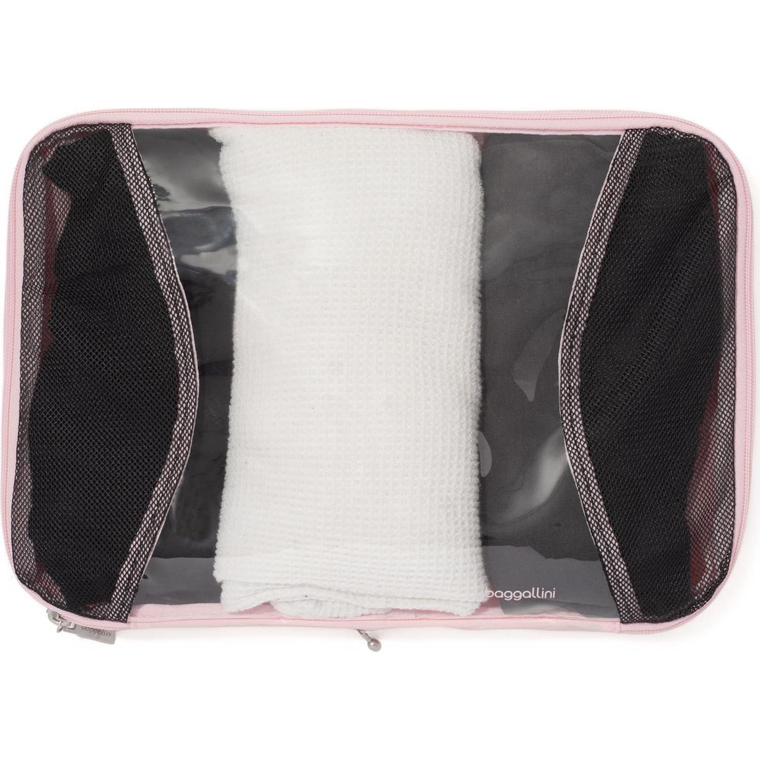 Juego de 3 Cubos de Compresión Baggallini Nylon Rosa