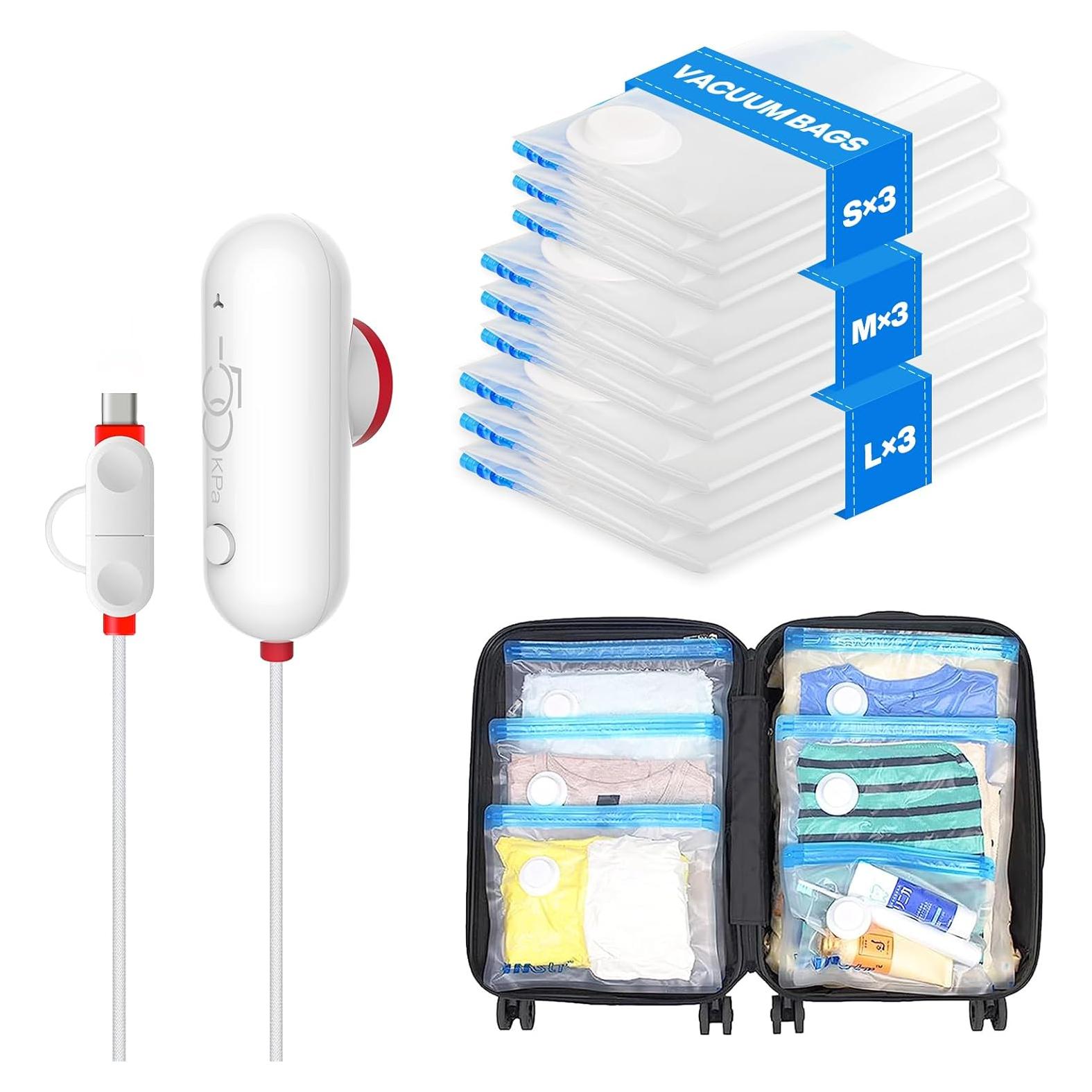 VMstr 9 Bolsas de Almacenamiento al Vacío con Bomba USB