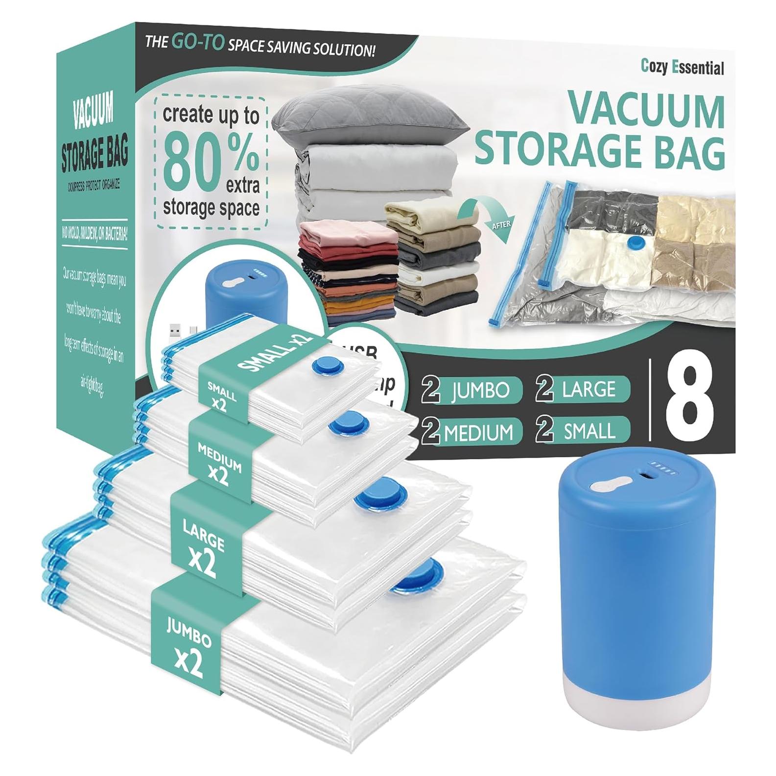 Bolsas de Vacío Cozy Essential 8 Piezas con Bomba Eléctrica