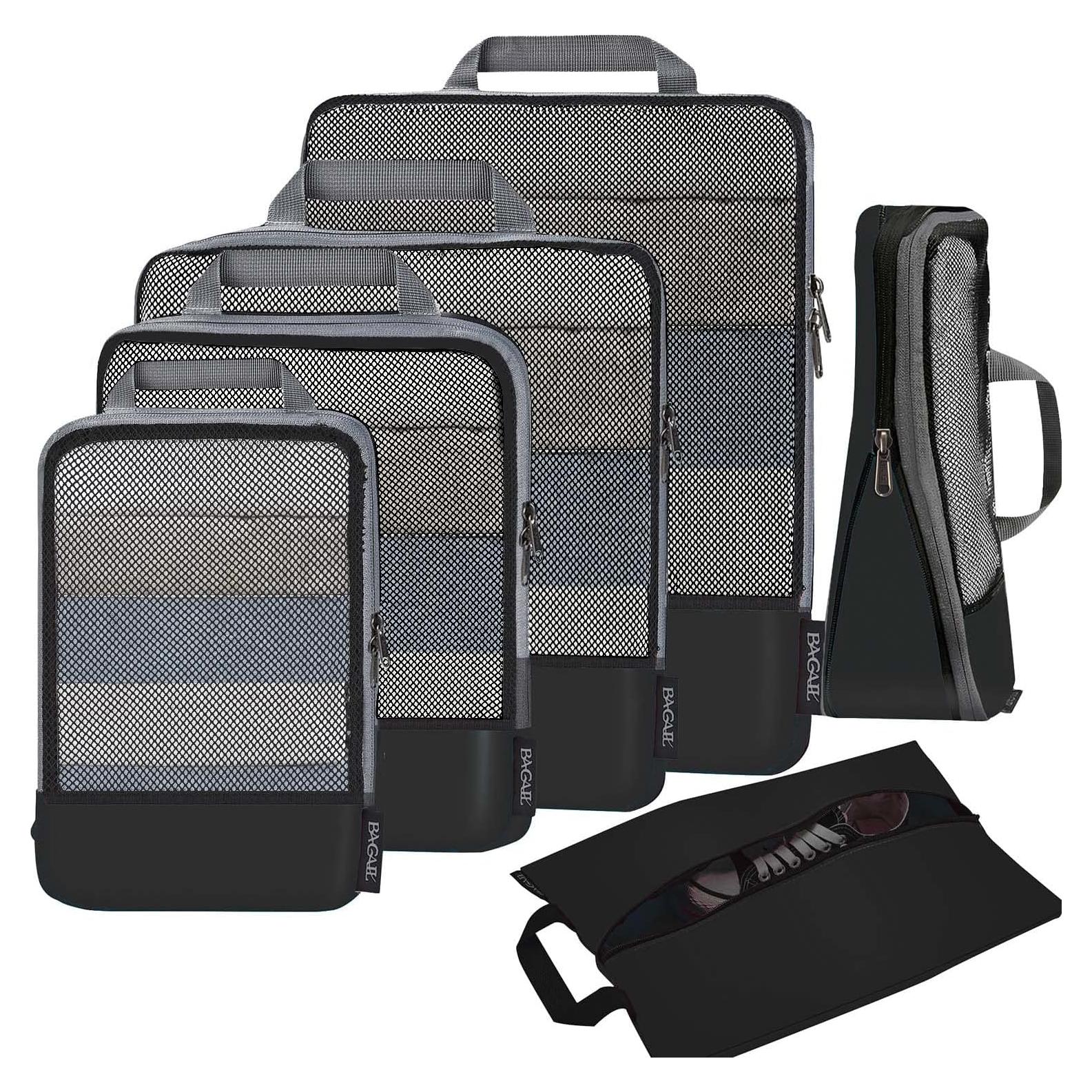 Cubos de Compresión BAGAIL 6 Set Negro 320D para Viaje