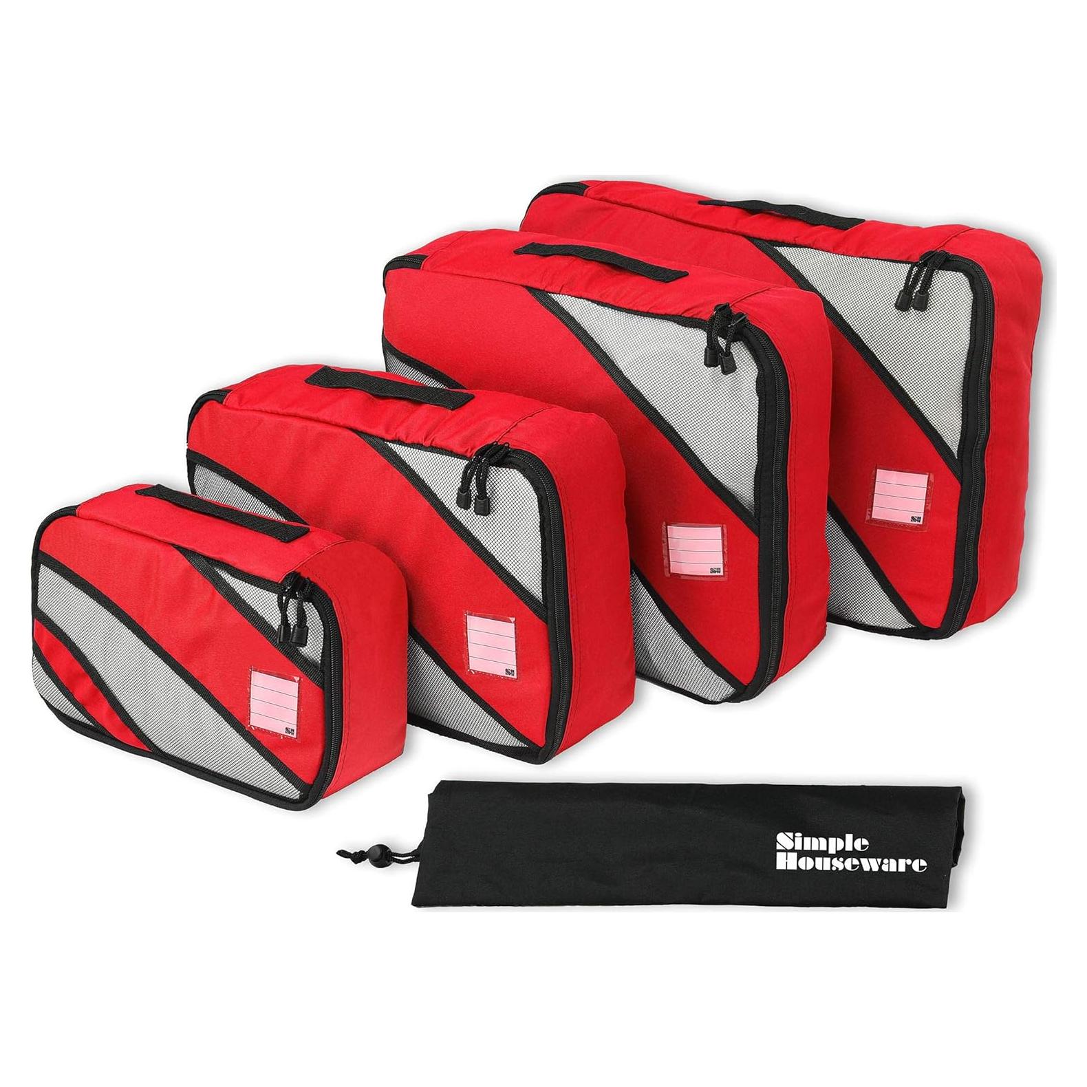 Organizadores de Viaje Simple Houseware 4 Set Rojo