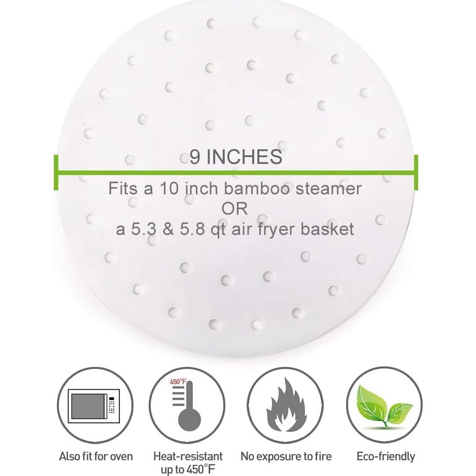 100 Forros de Freidora de Aire Vancens 23 cm Antiadherentes