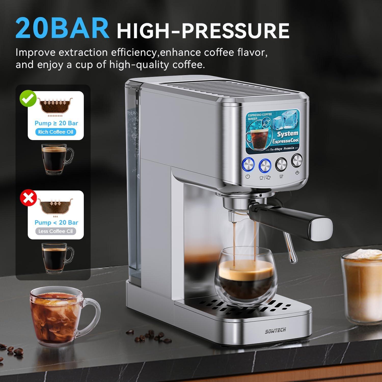 Máquina de Espresso SOWTECH JH-C5119 20 Bar con Espumador 1.24L