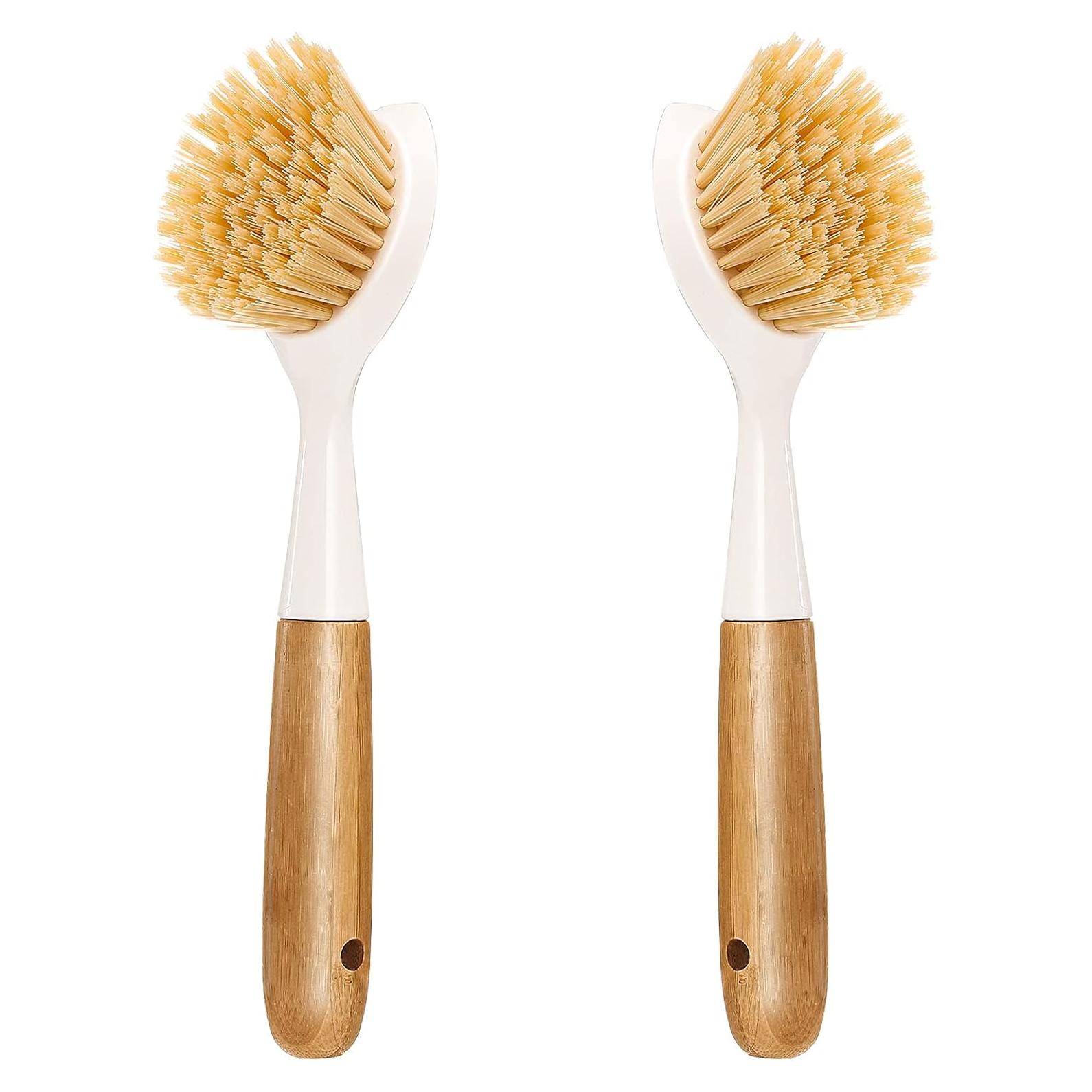 Paquete de 2 cepillos de cocina Songtaste con mango de bambú