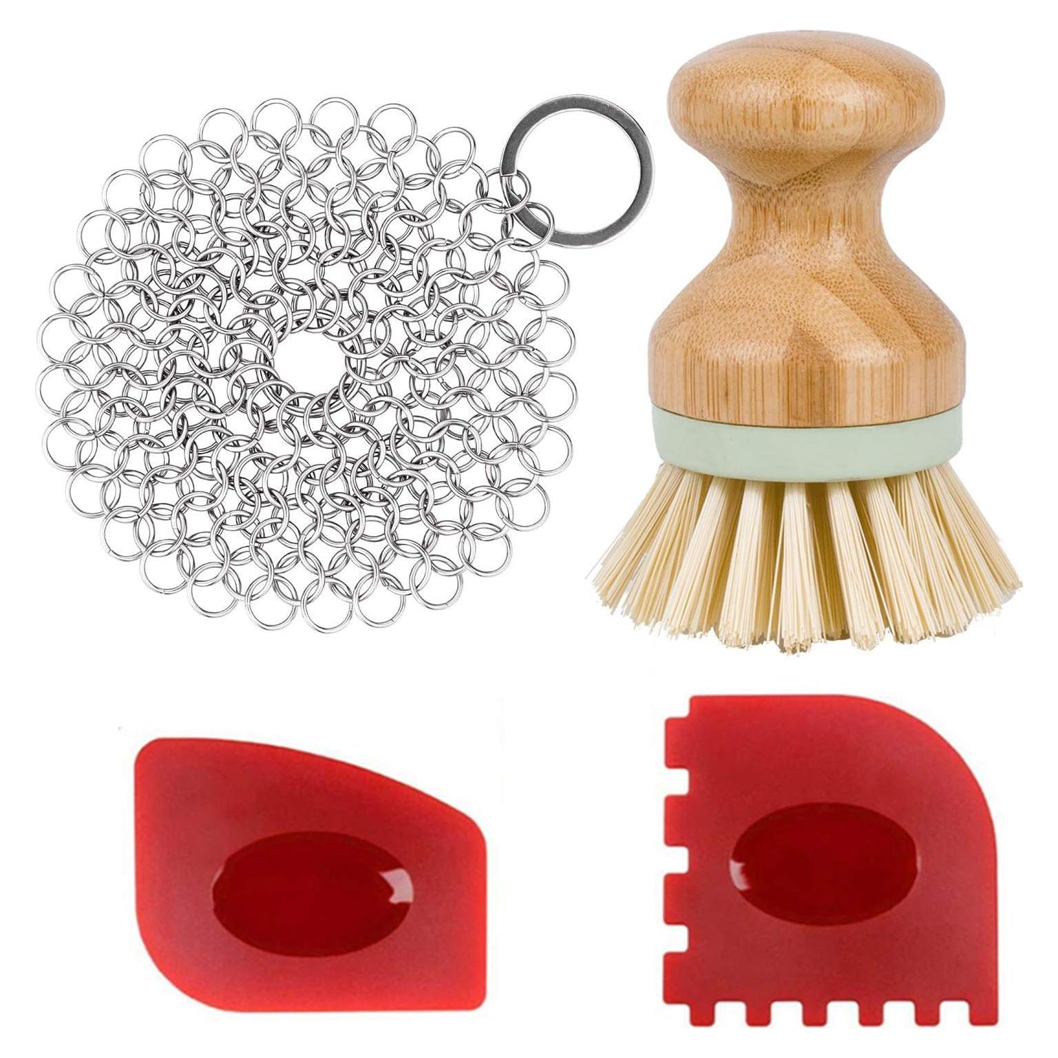 Kit de limpieza de cocina 4 en 1 Trumoter - Acero y bambú