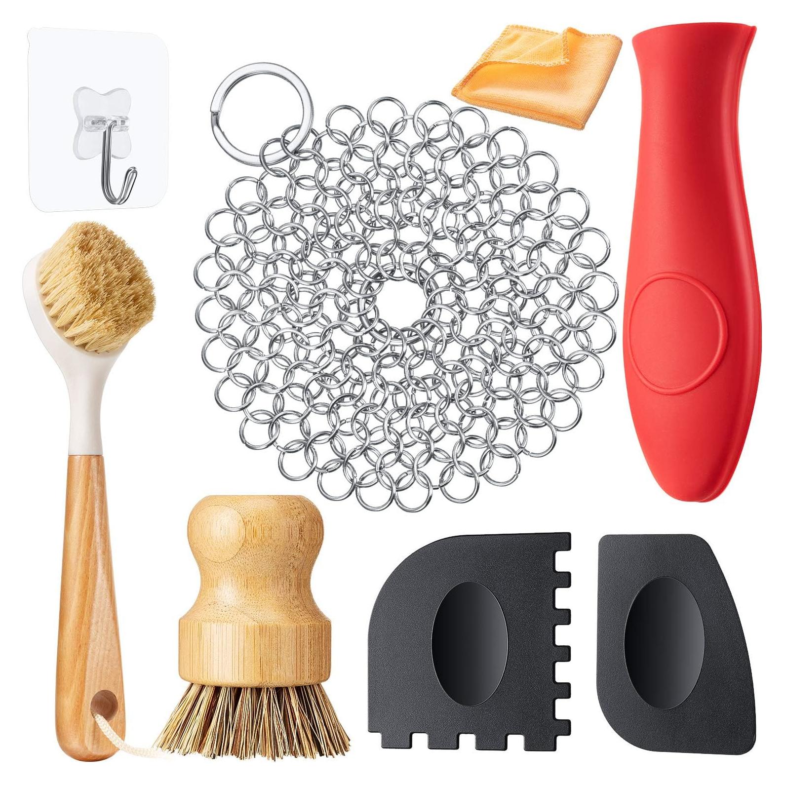 Kit de Limpieza 8 Piezas para Sartenes Hierro Fundido Patelai